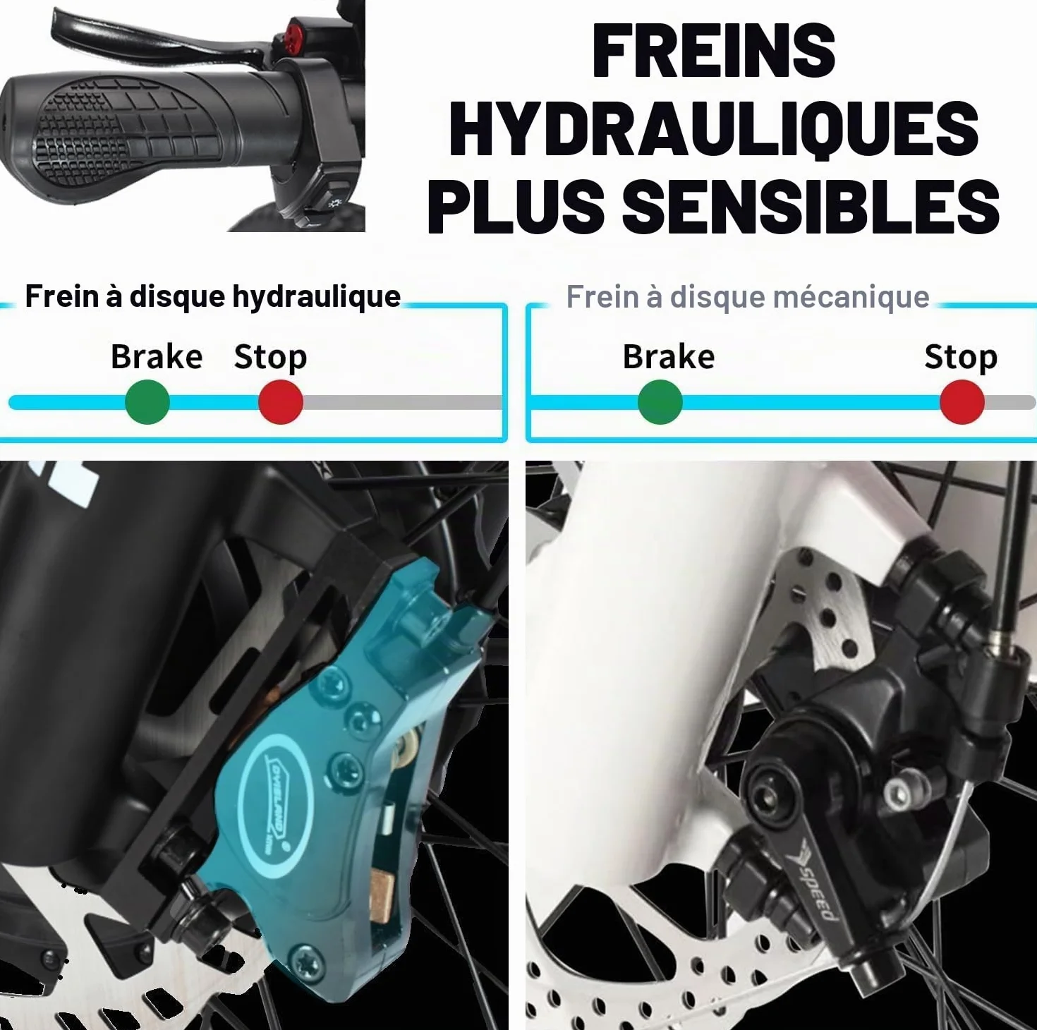 Vélo électrique pour Adultes 26x4 pouces Fat Tire 48V 17.5Ah Batterie Amovible 21 Vitesses Suspension Avant Frein à Disque Hydraulique