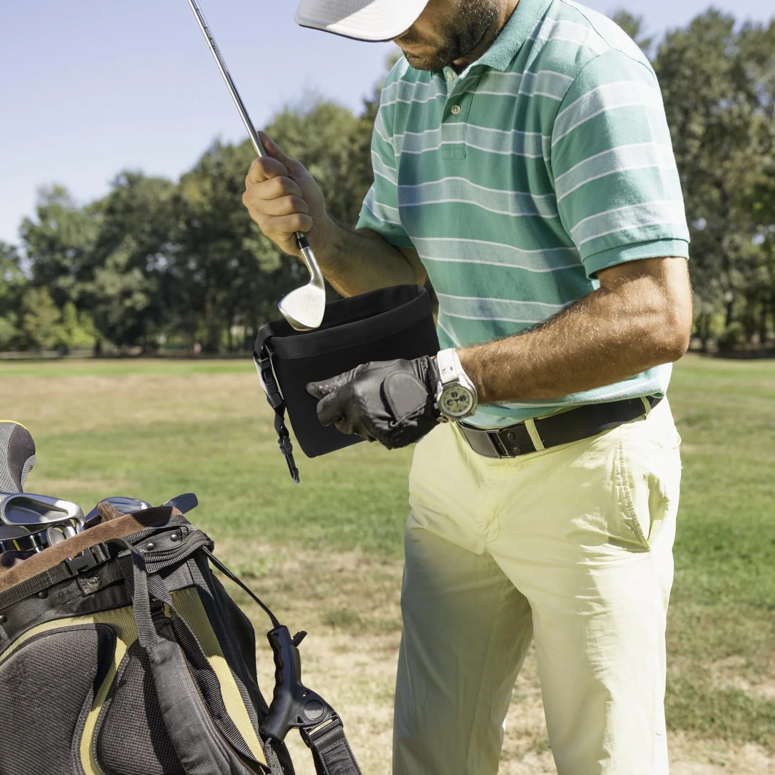 Sac de Nettoyage pour Club de Golf et Balle de Golf Clip Amovible Lavable en Machine nettoie Les