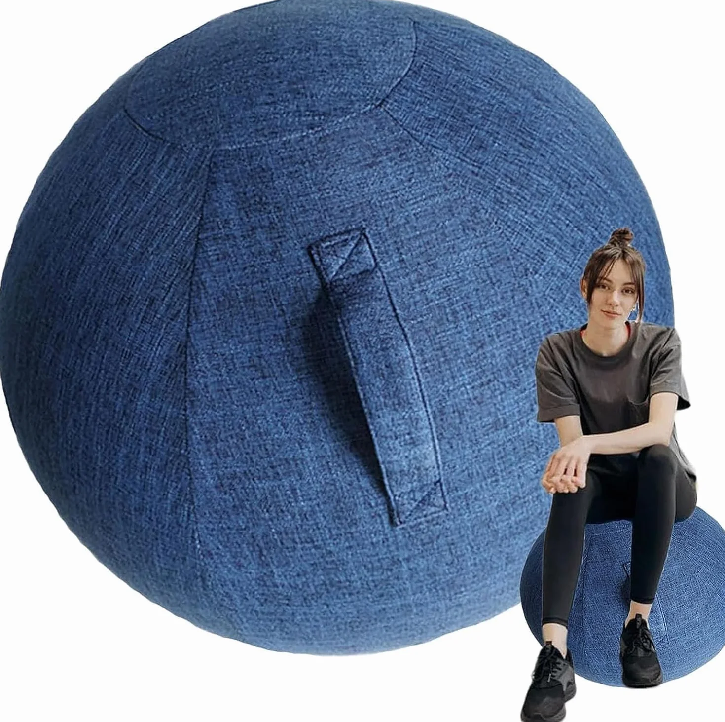 Housse de ballon de yoga anti-rayures 85 cm Bleu avec poignée