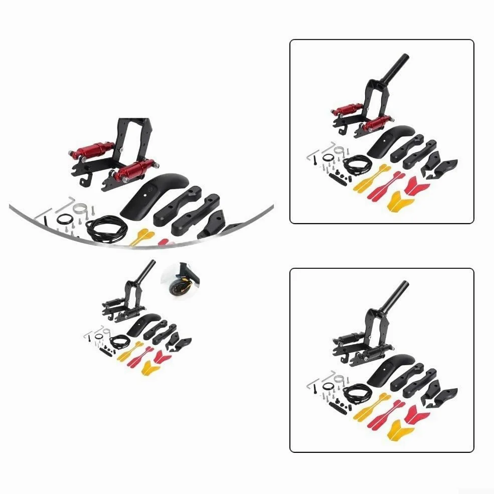 Réducteur de vibrations de suspension avant en alliage d'aluminium pour trottinette électrique Ninebot Max avec kit de garde-boue pour réduire les chocs et protéger contre les éclaboussures. Version