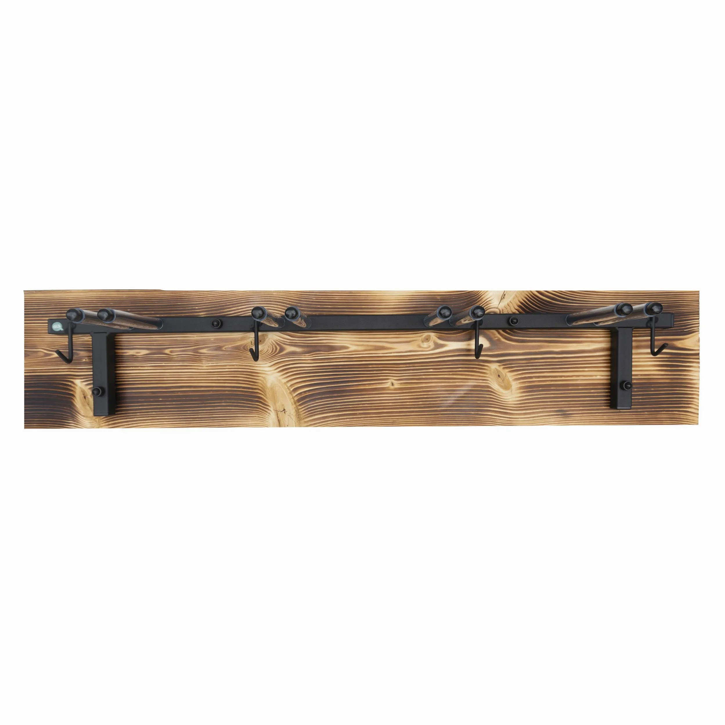 QLS Support mural pour skis S3 pour 4 paires de 83 cm en acier et bois avec crochets en bois pour bâtons de marche nordique, randonnée et ski