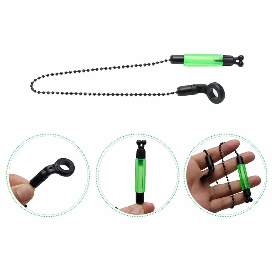 Indicateur de Morsure Chaînes de pêche à la Carpe Alarmes Bobines Cintres Alerter Tackle Vert 3PCS, Indicateur Morsure