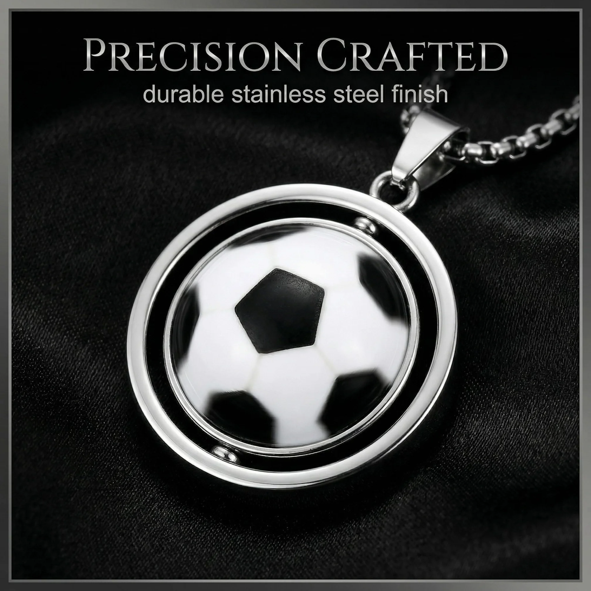 Collier Football Homme Acier Inoxydable Pendentif Ballon Foot Cadeau Supporter