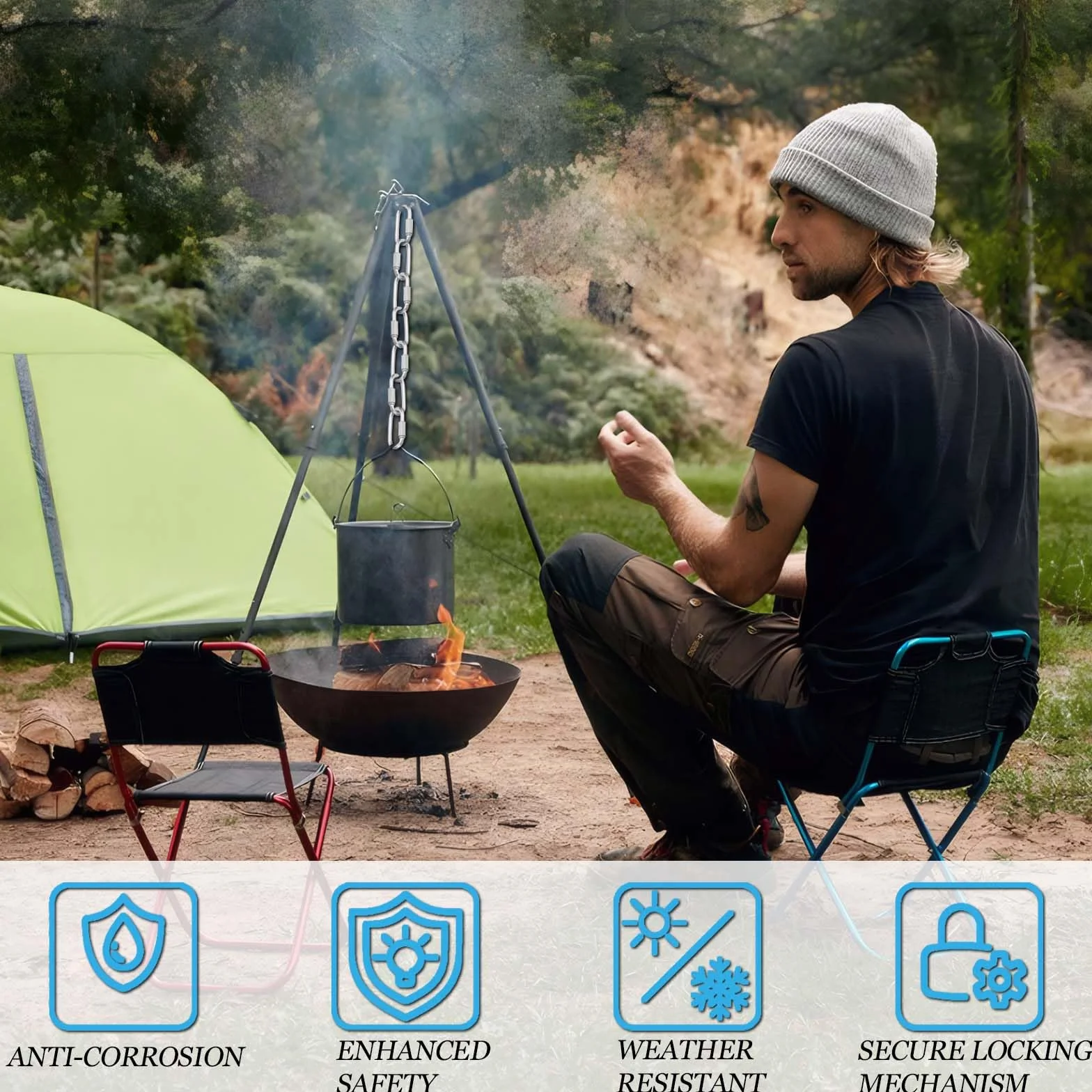 Mousqueton en Acier Robuste à Vis pour Plein Air et Camping