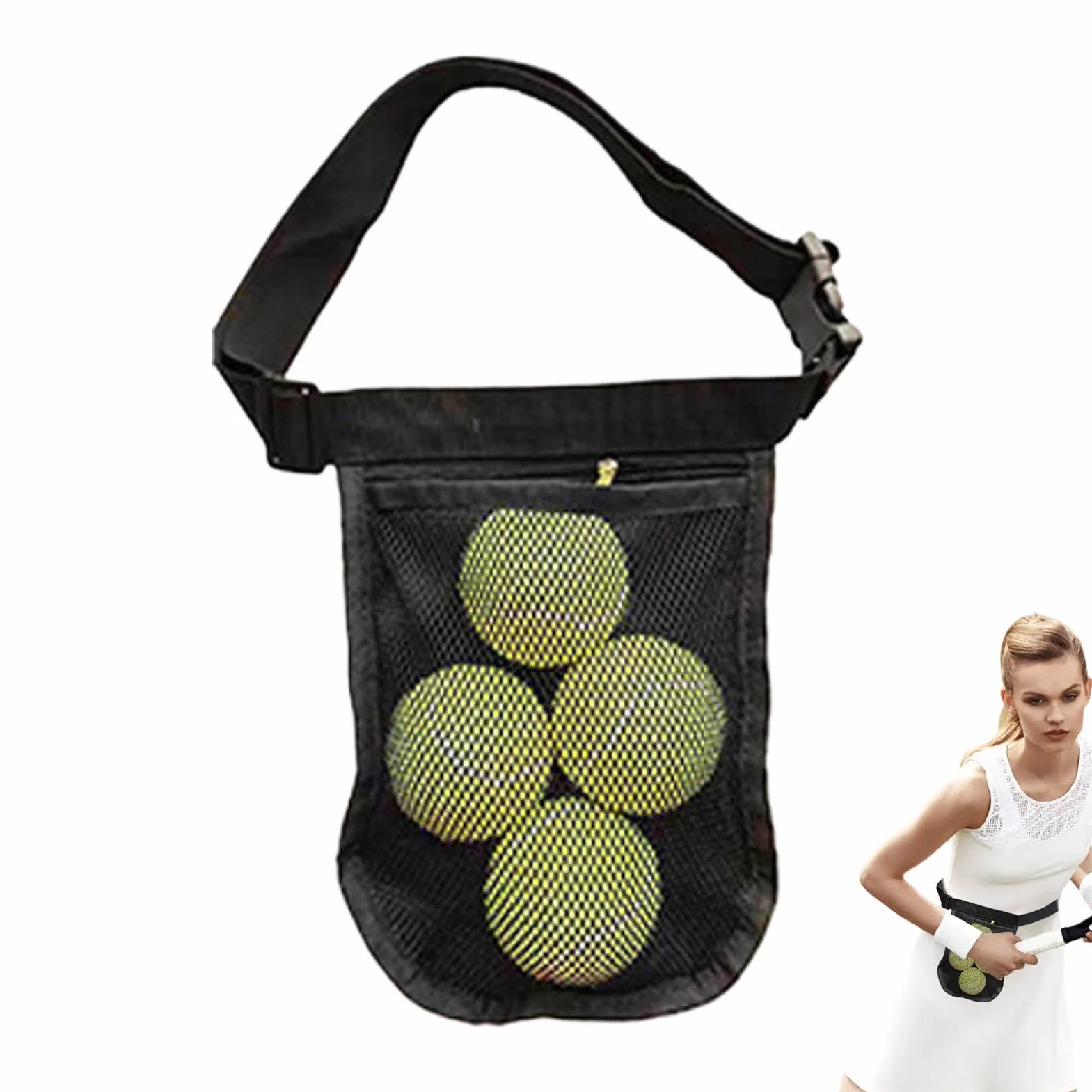 Pochette de ceinture de balle de pickleball - Sac de taille de golf de tennis réglable, porte-sport sécurisé pour la pratique d'entraînement, organisateur léger | Accessoire de gymnase de compétition