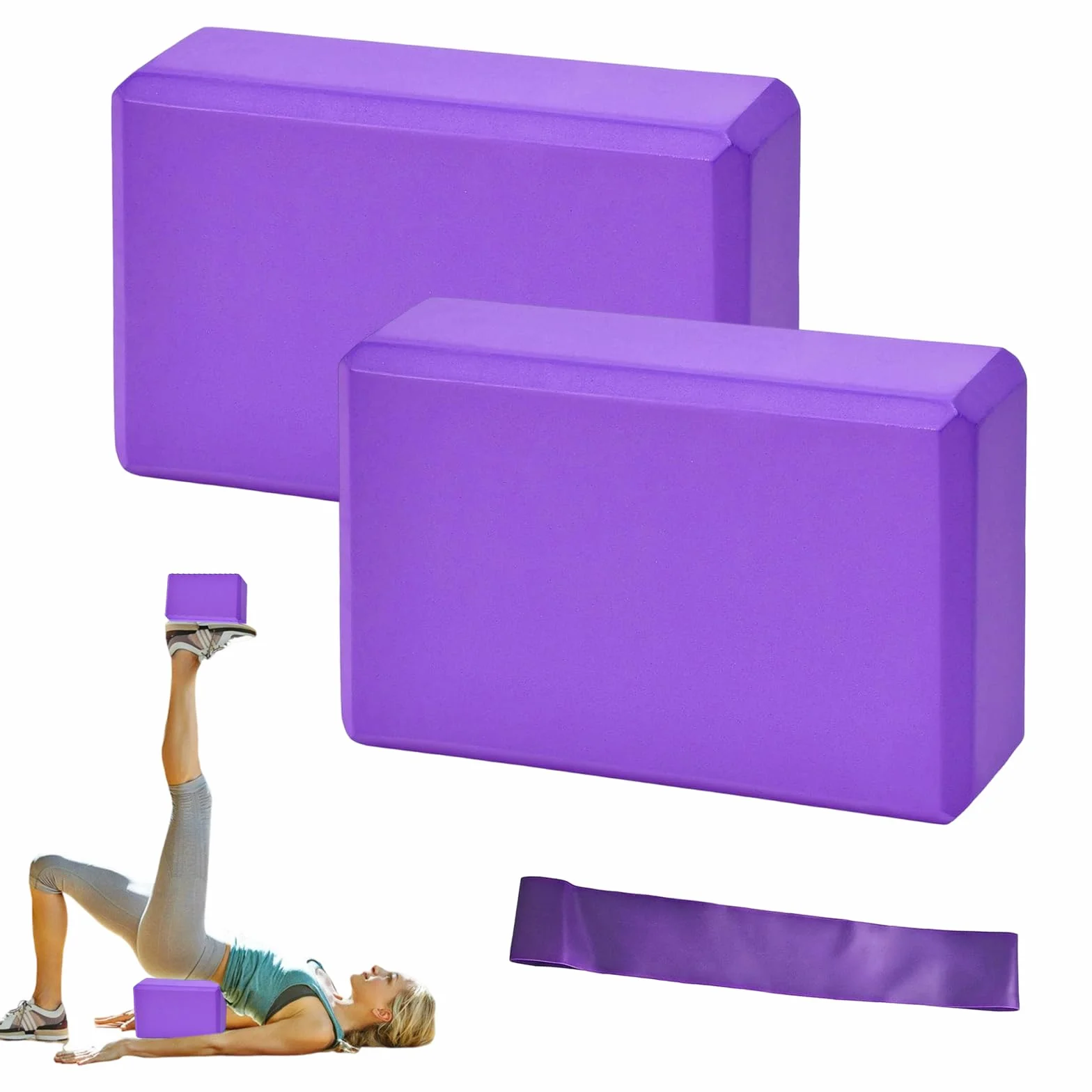 Brique Yoga Lot de 2 EVA Haute Densité Violet