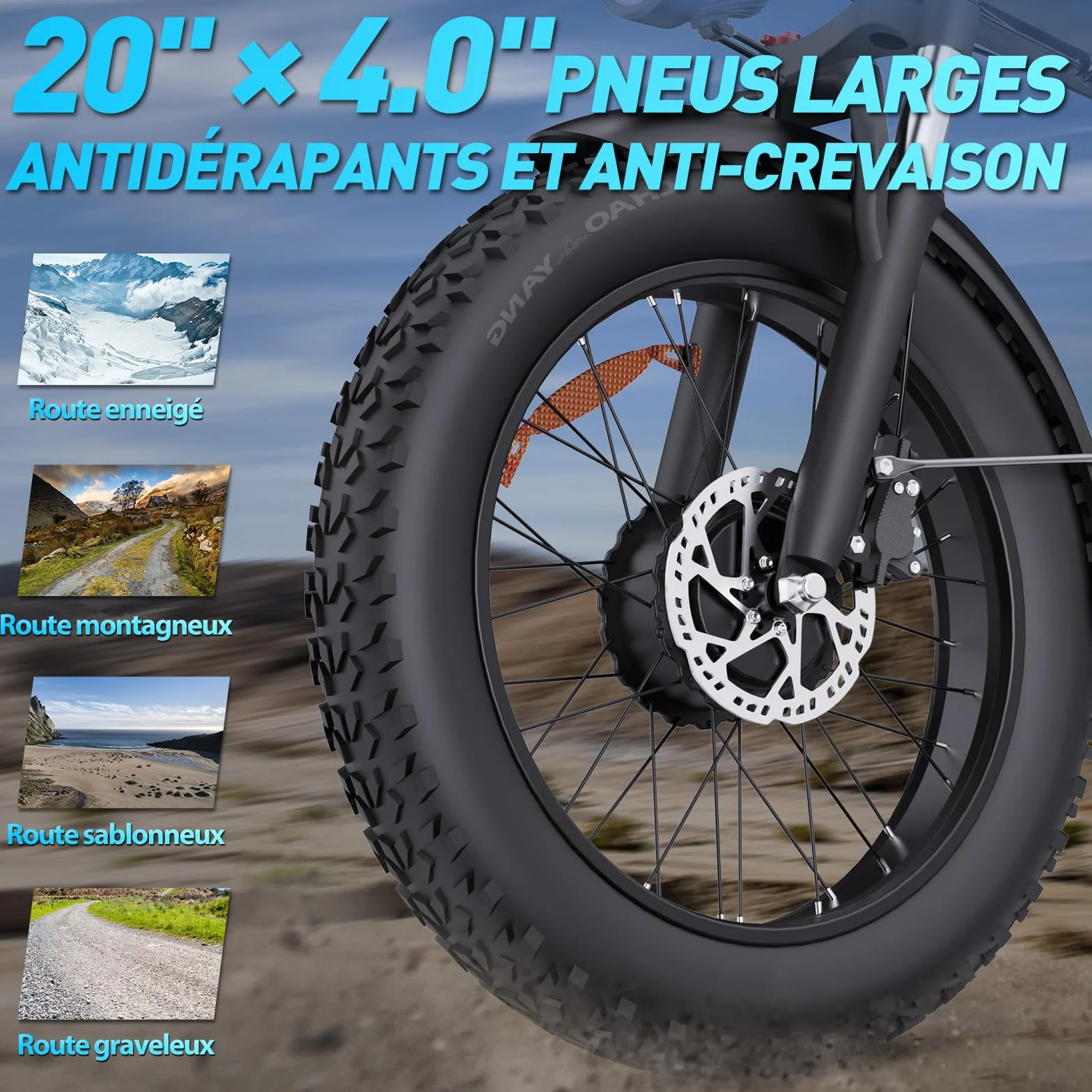 Vélo Électrique Pliable 20" Fat Bike 150km Autonomie 48V 23Ah Double Moteur 170Nm 7 Vitesses