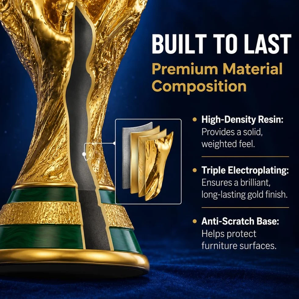 Réplique de Trophée Coupe du Monde de Football, Style Coupe Hercules, Prix Champion en Résine, Souvenir de Collection pour Fans, Bureau Bar Vitrine
