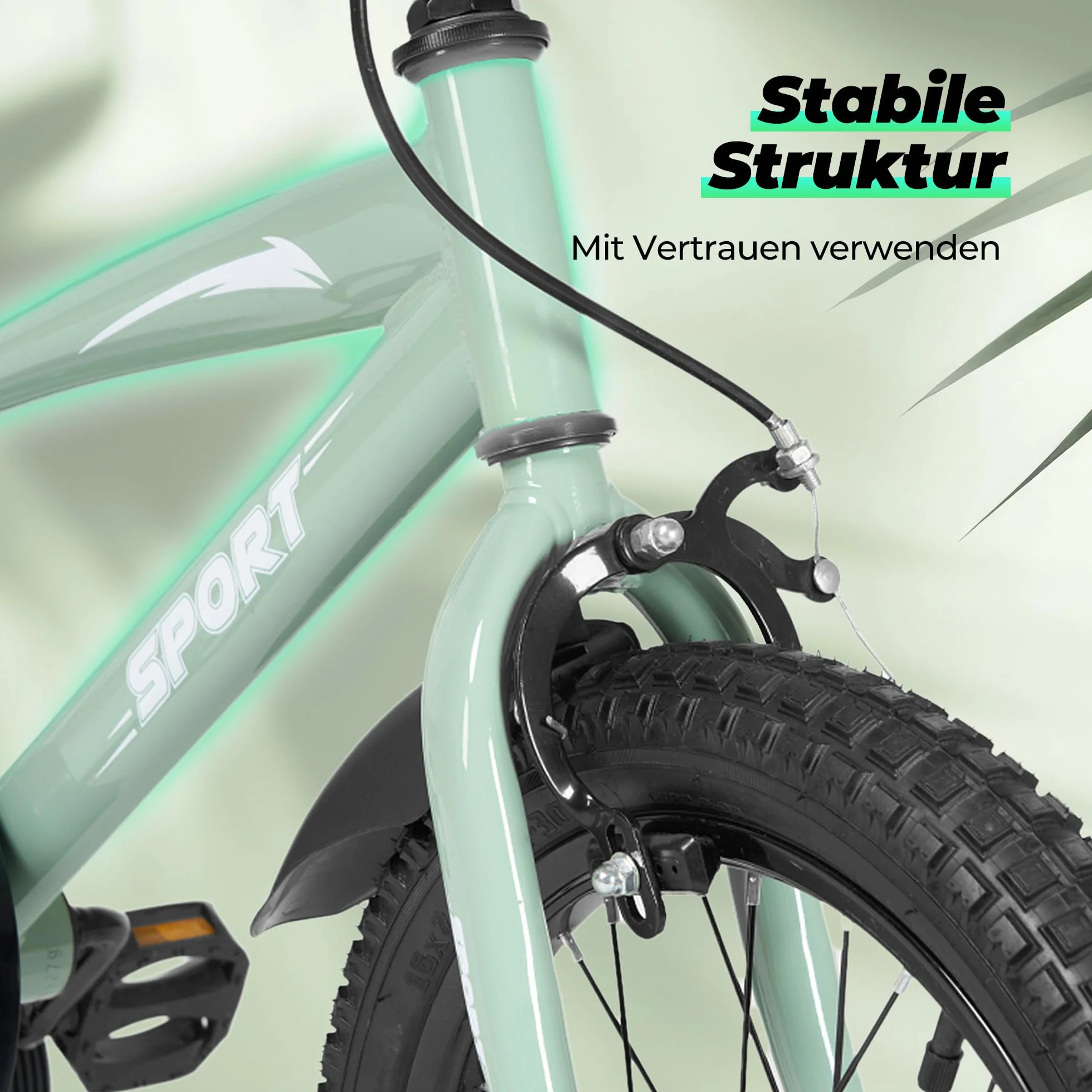BODIOO Vélo Enfant 12 Pouces Siège Réglable Double Freins Roues Stabilisatrices Réflecteur Garde-Boue 84-97 cm