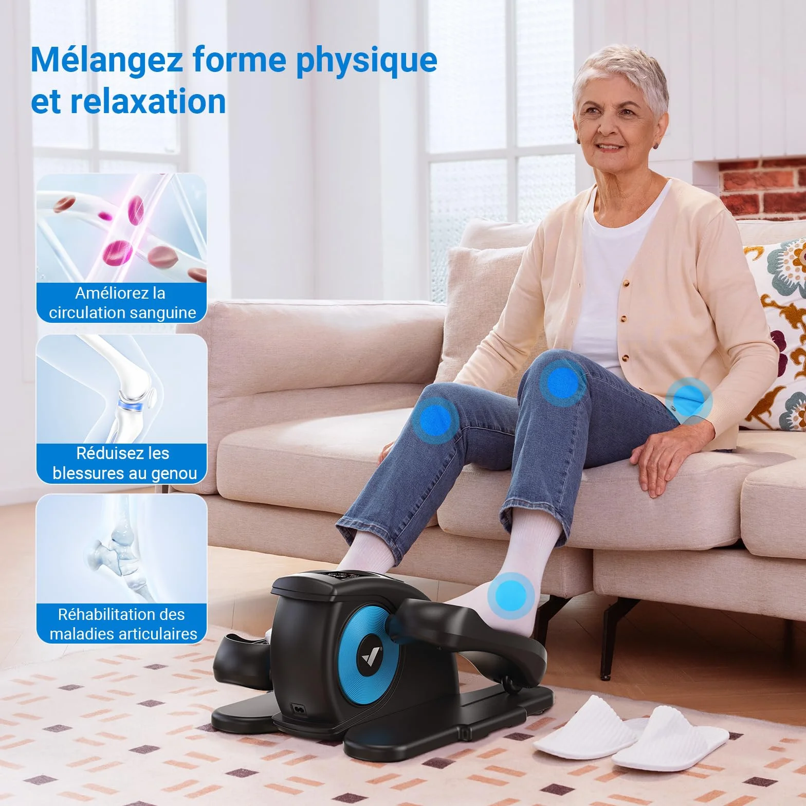 MERACH Mini Vélo Elliptique Électrique avec Télécommande et Écran LCD, Silencieux et Portable pour Maison