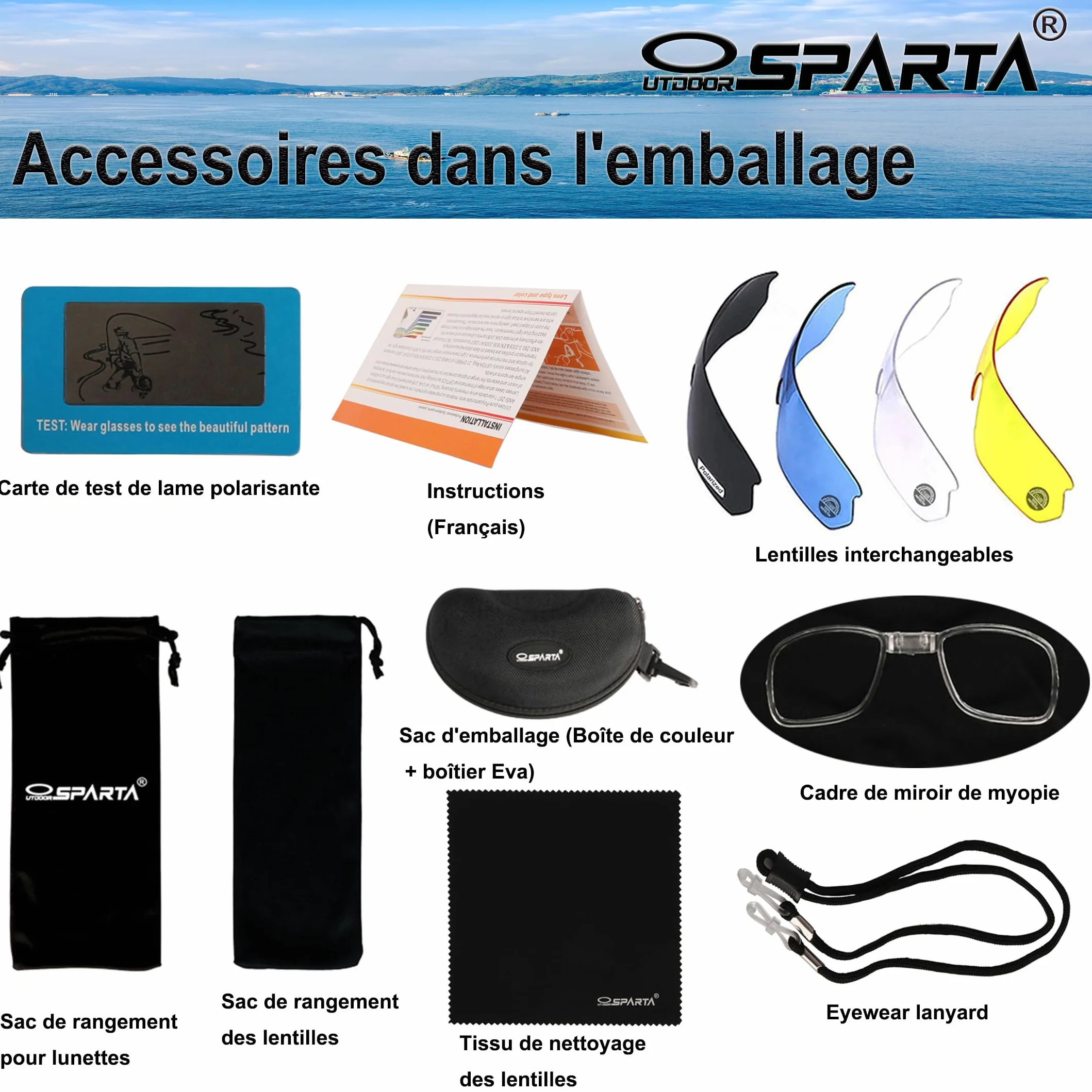 Lunettes de soleil polarisées interchangeables 5 verres sport homme femme