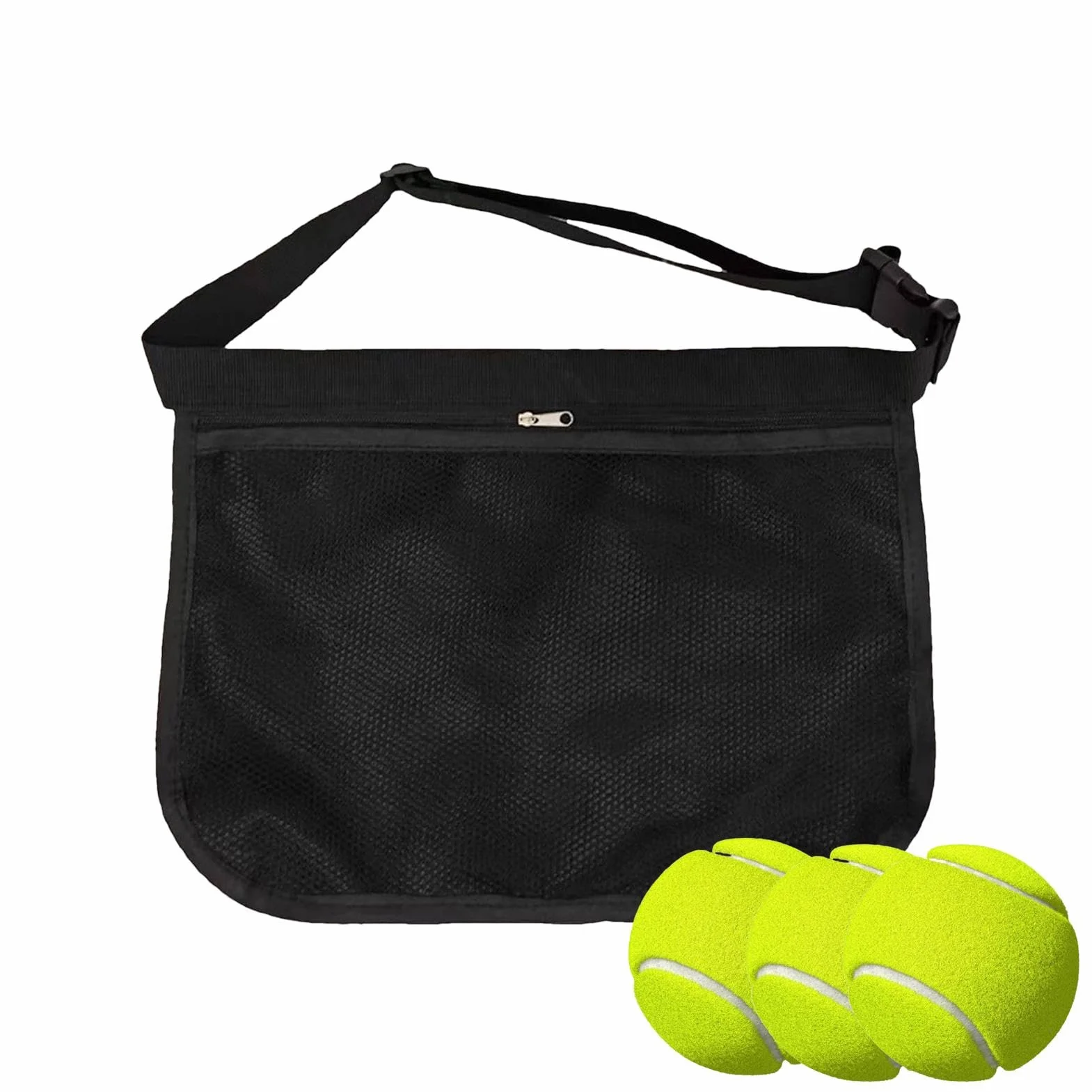 Sac Porte-Balle de Tennis, Sac de Transport pour Balle de Tennis - Support de Taille pour Porte-Balle de Tennis - Sac de Balle de Hanche de Taille en Maille réglable, Poche de Rangement de