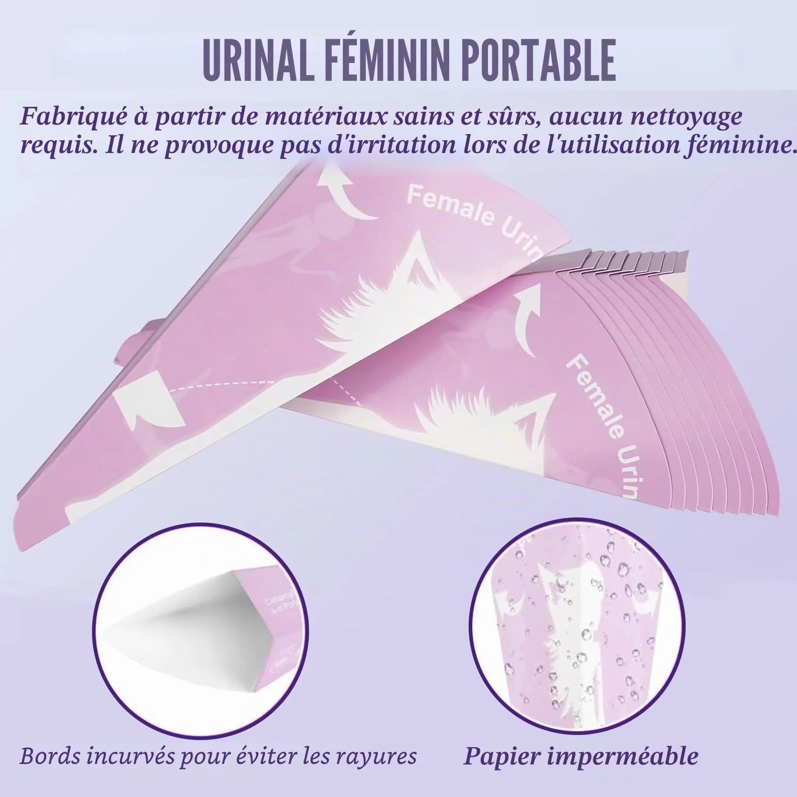 Lot de 30 Urinaux Féminins en Papier Portable pour Pisser Debout - Randonnée, Camping & Voyage