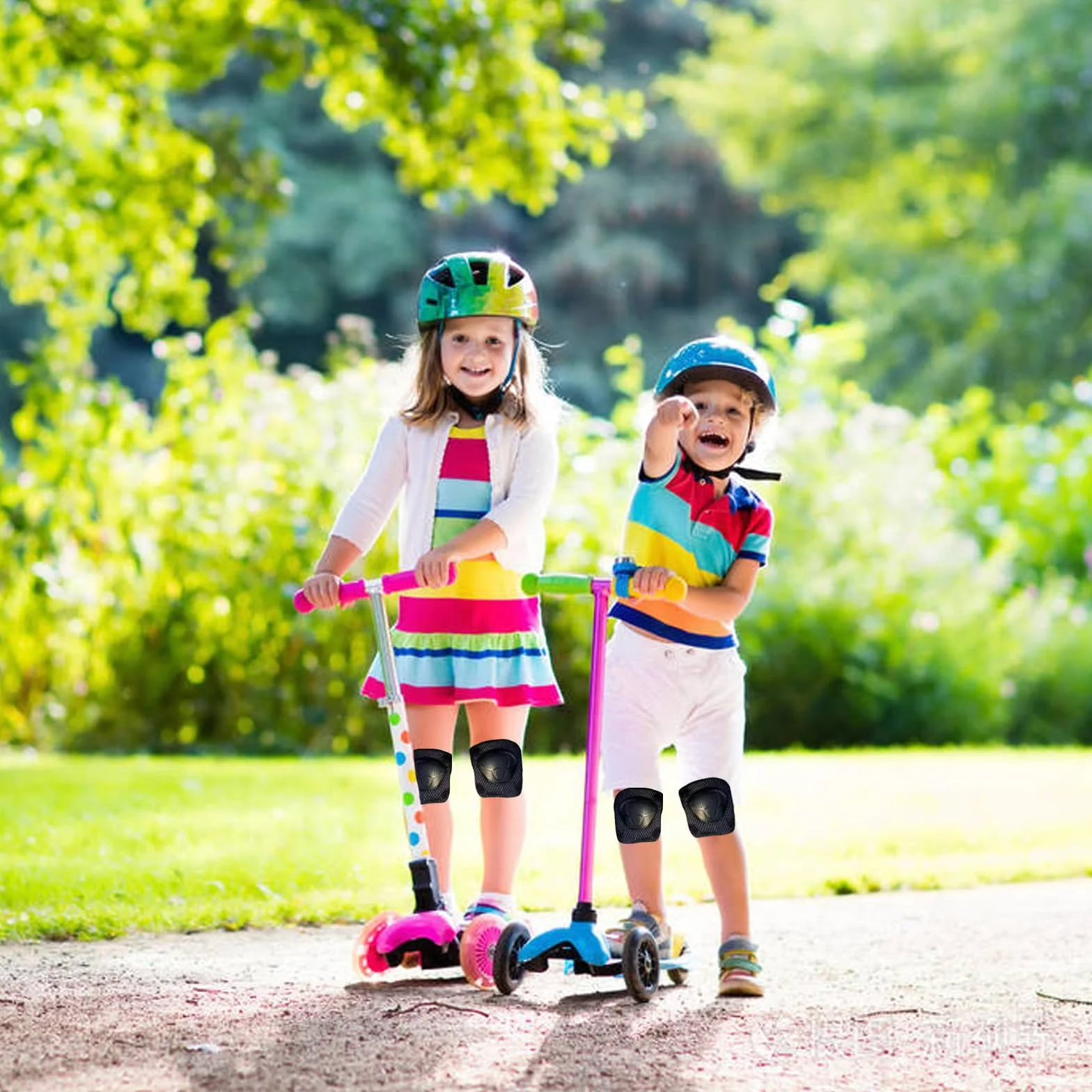 Ensemble de protection sportive enfant 6 pièces genouillères coudières protège-poignets ajustables patin à roulettes skateboard vélo