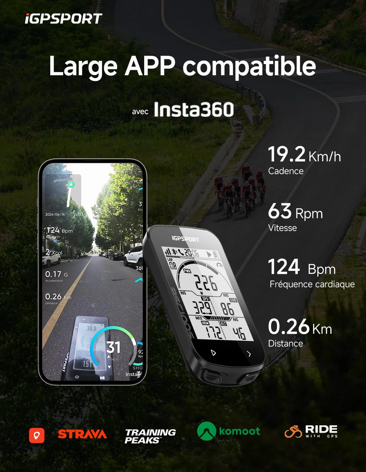 iGPSPORT BSC100S Compteur Velo sans Fil et CAD70 Capteur de Cadence
