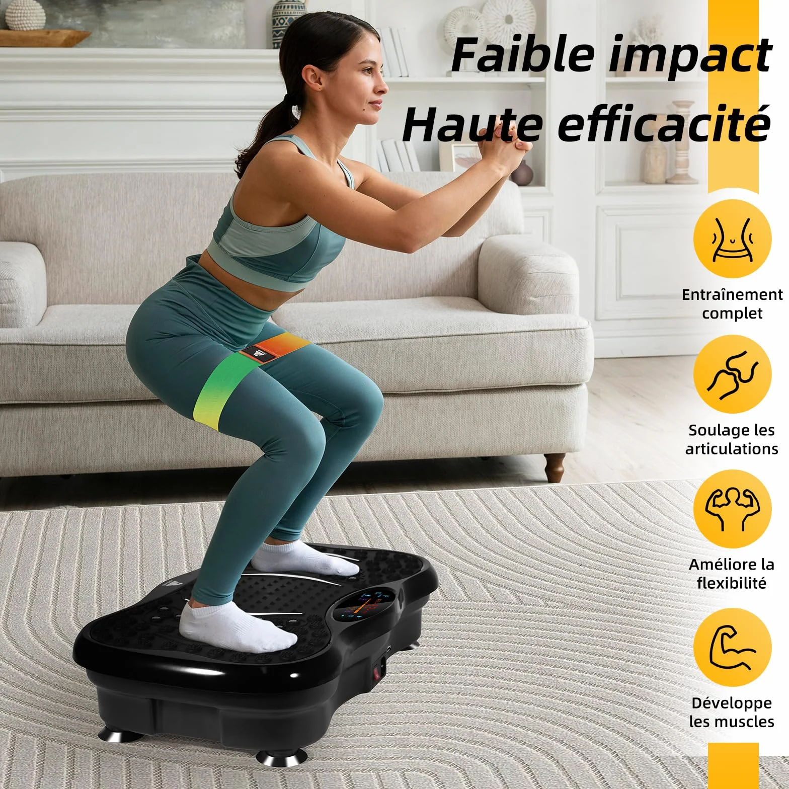 EVOLAND Plateforme vibrante oscillante 99 Niveaux d'intensité Haut-Parleur Bluetooth