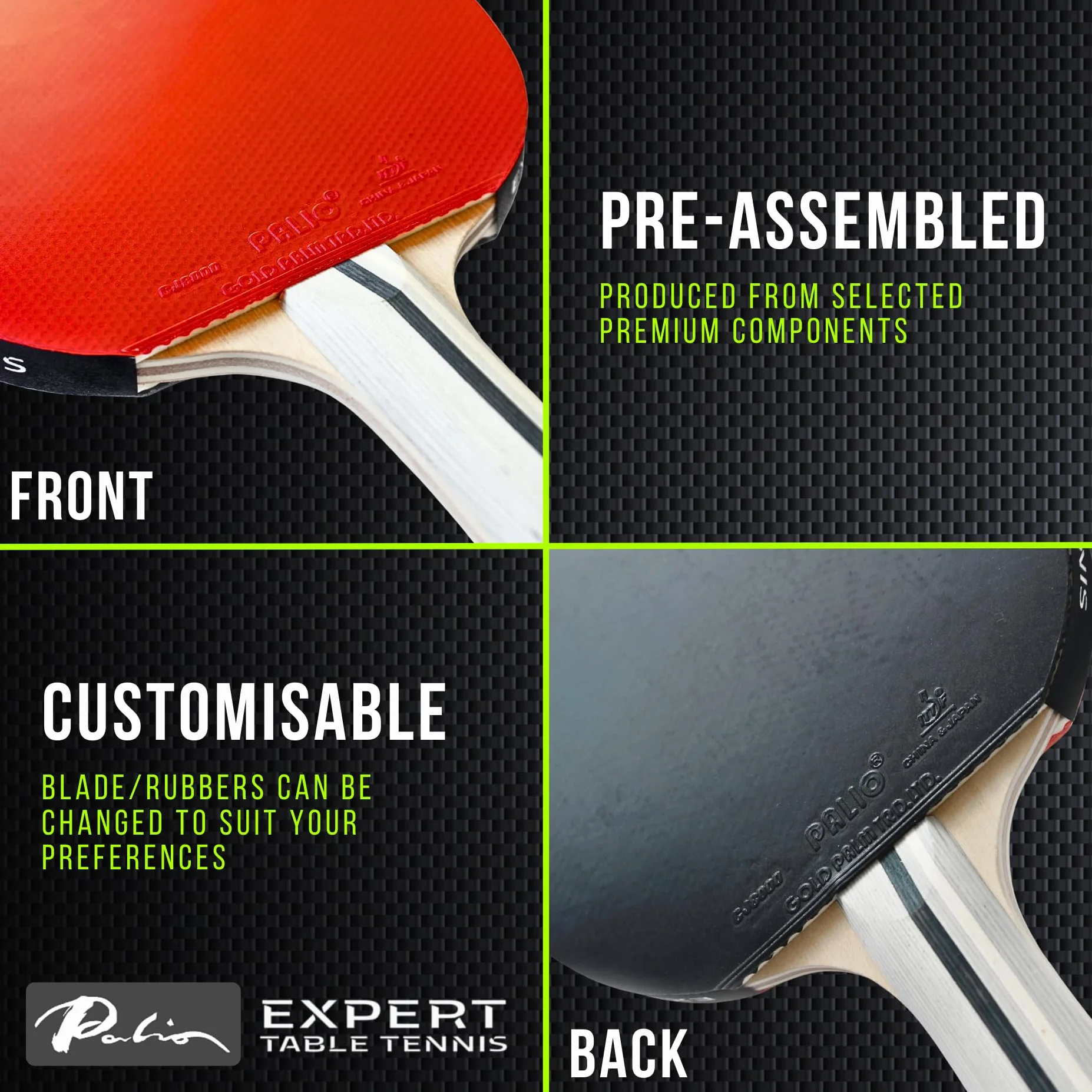 Palio Expert 3.0 Raquette de Tennis de Table ITTF Haute Performance pour Débutants avec Étui