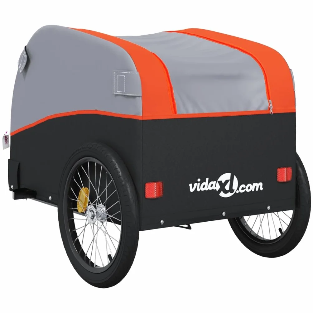 Remorque de Vélo vidaXL Chariot de Transport avec Barre d'Attelage 45 kg Noir et Orange