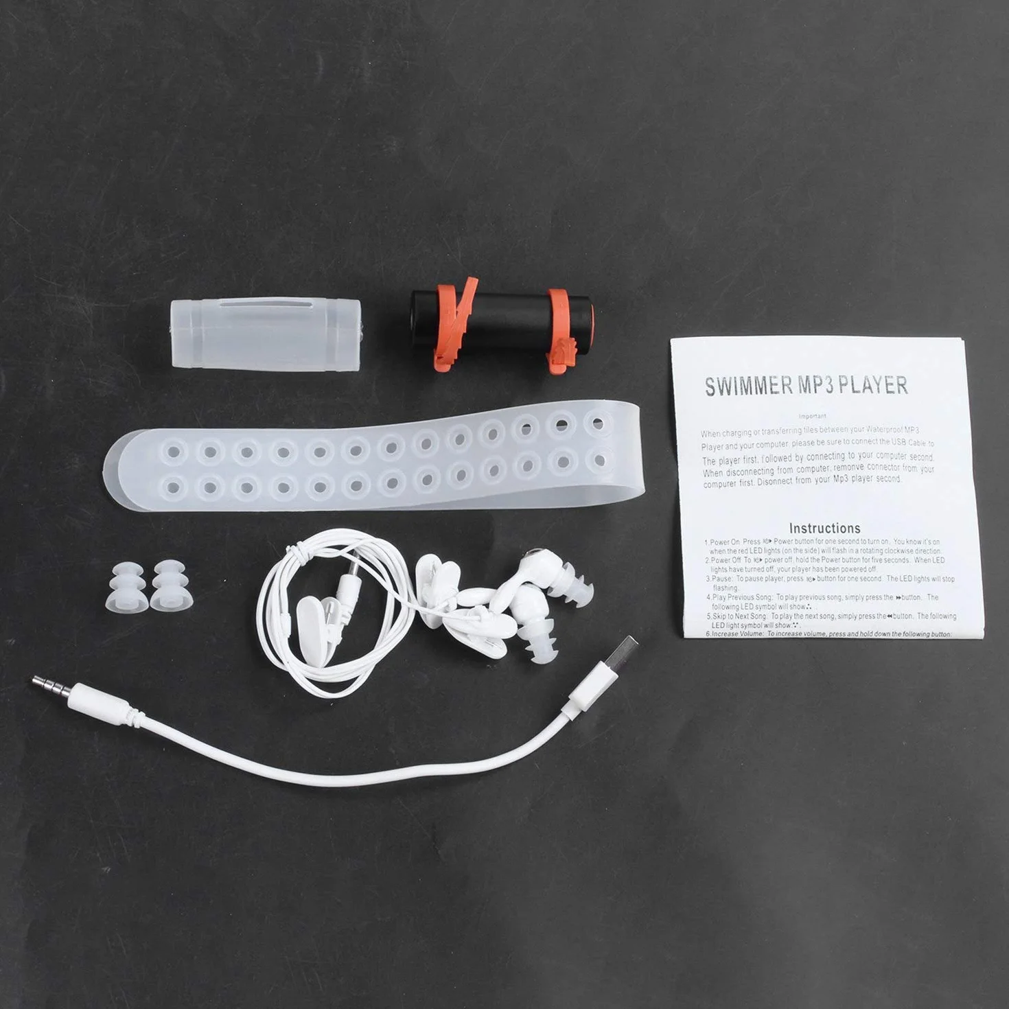COSINE Lecteur MP3 USB 4 Go Étanche Natation Plongée Surf Radio FM Noir