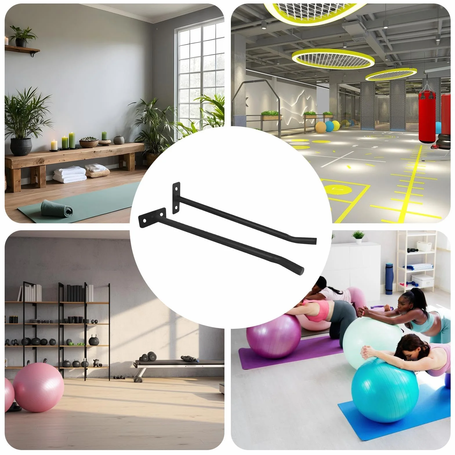 Lot de 2 supports muraux pour ballons de stabilité, accessoires de rangement pour équipement de fitness