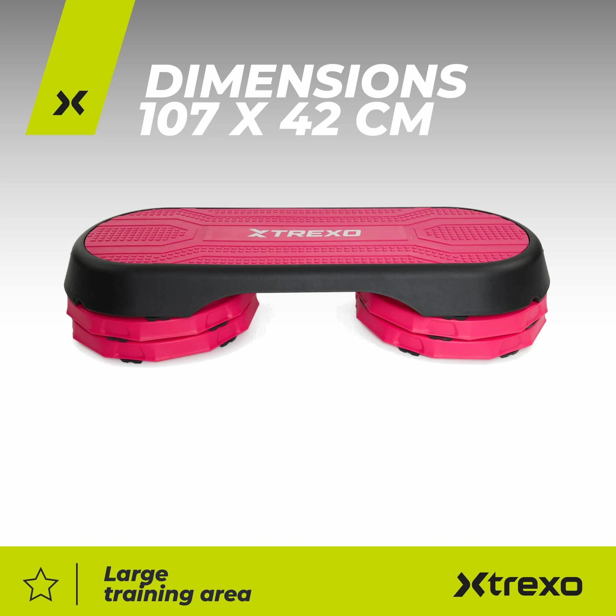 TREXO Marche d'aérobic 107x42 cm Hauteur ajustable 10-15-20 cm Polypropylène TPR 250 kg