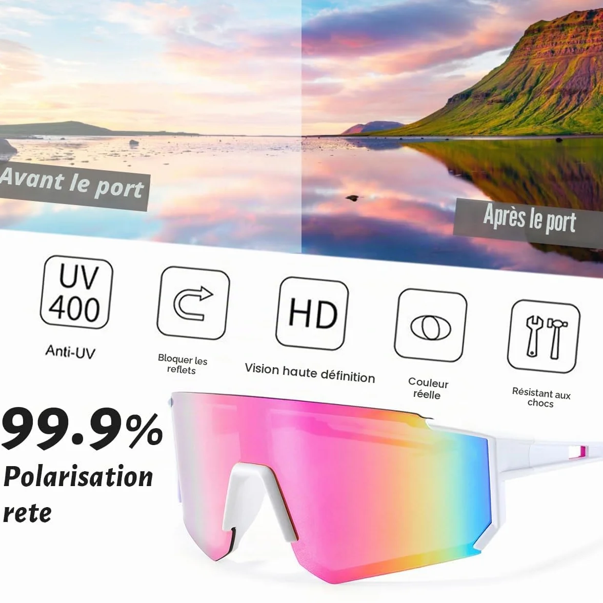 Rave Lunettes de soleil rapides Protection UV400 Coupe-vent Cyclisme Course