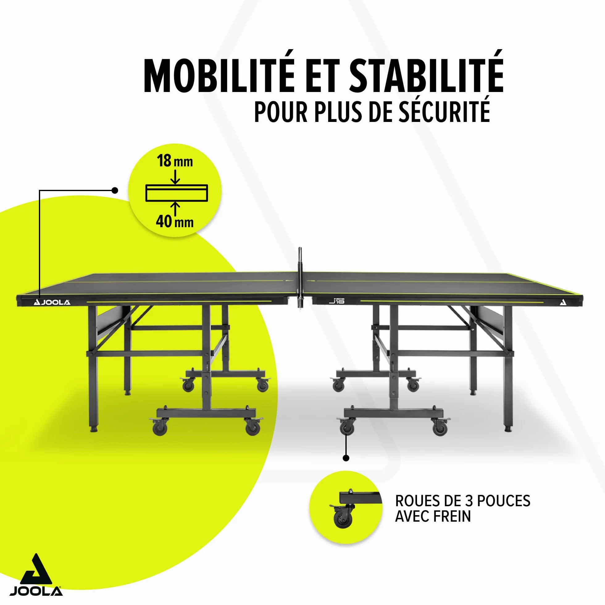JOOLA Table de ping-Pong Inside J18 - Table de ping-Pong intérieure Pliable - Montage Rapide avec Filet - Gris - 274 x 152,5 x 76 cm