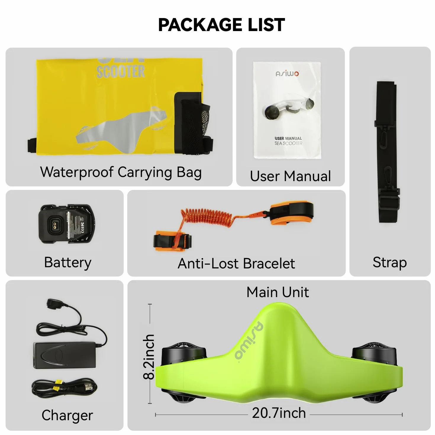 Asiwo Scooter sous-Marin avec Support pour caméra d'action Batterie-Scooter Marin à Deux Moteurs étanche