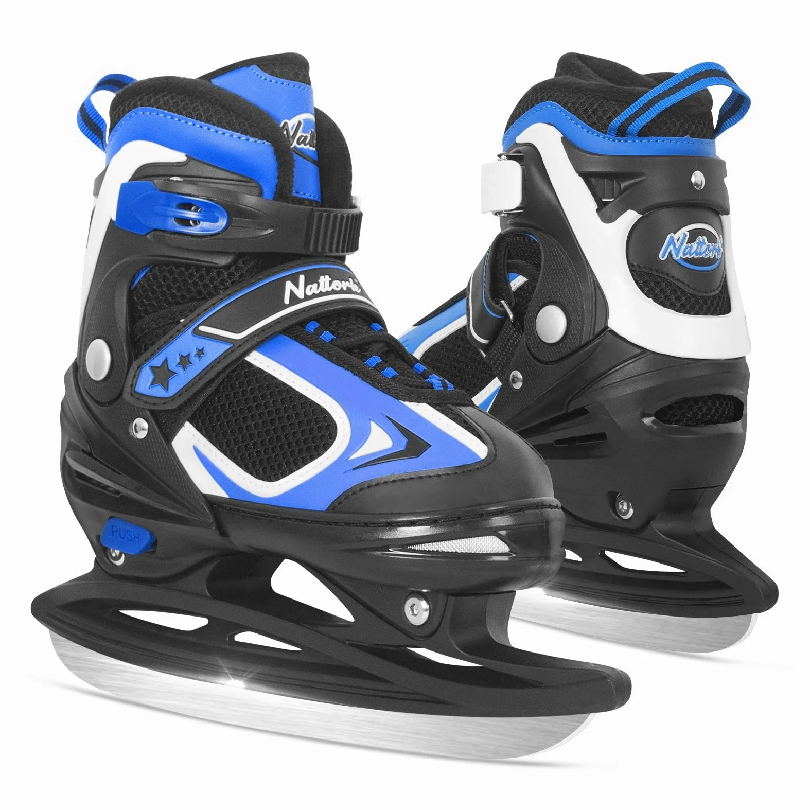 Nattork Patins à glace pour enfants, garçons et filles, patins de hockey à lacets réglables, rembourrage doux et support de cheville renforcé pour débutants