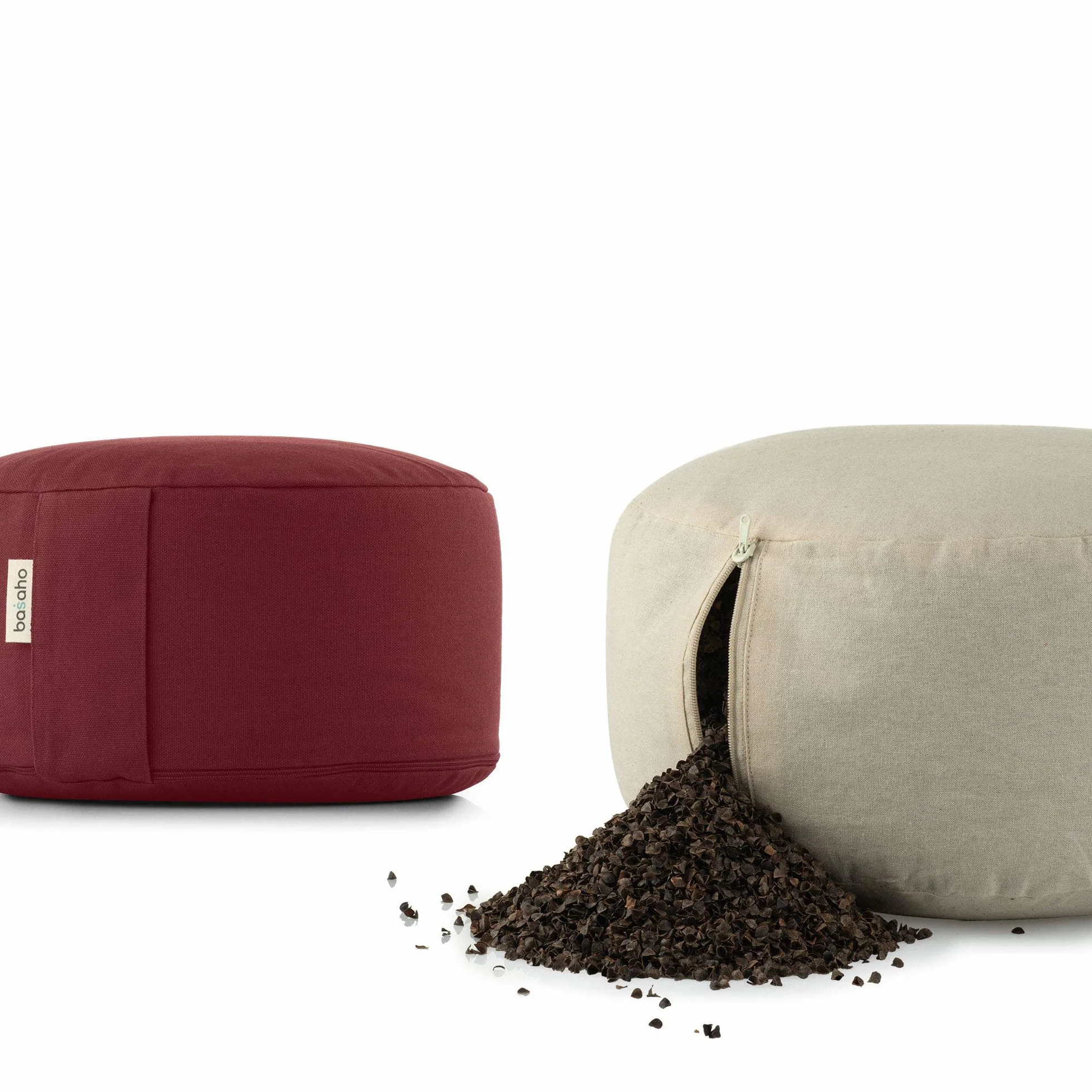 Coussin de Méditation Zafu Coton Bio Coques de Sarrasin Housse Amovible Lavable