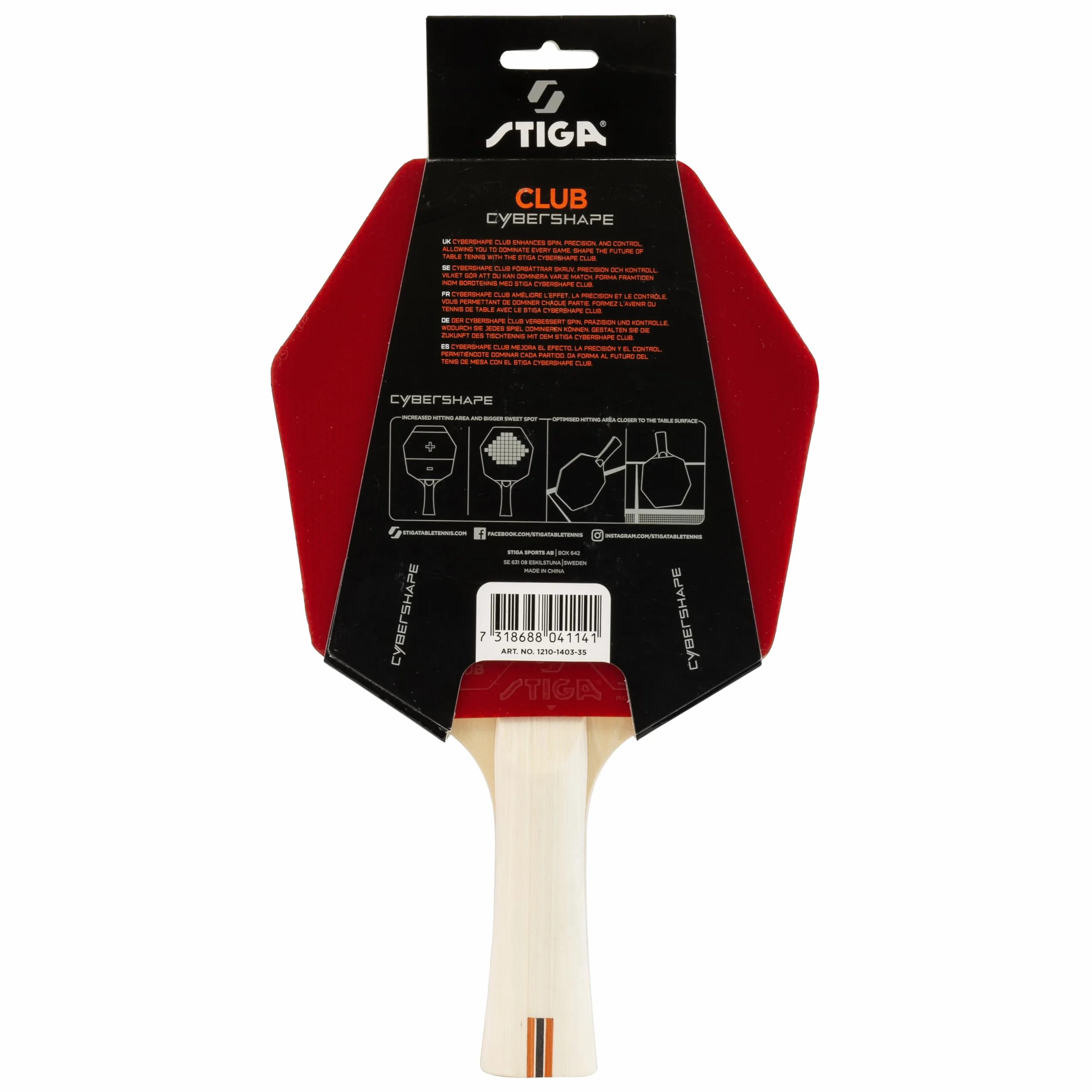 STIGA Club Cybershape Raquette Tennis de Table Bois 5 Plis Star Club Grand Sweet Spot