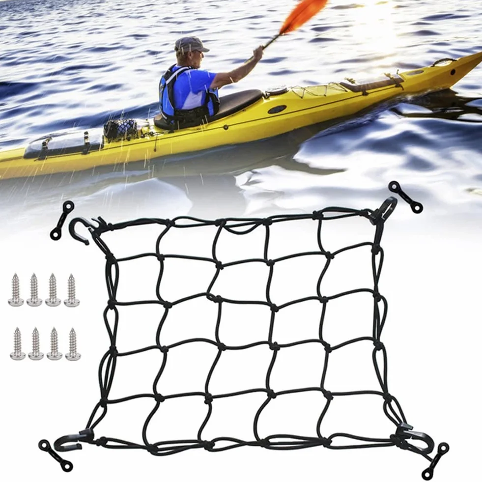 Deck Cargo Net avec Crochets Arrimage Kayak Accessoires Stockage Camion Lit Bateau de Pêche