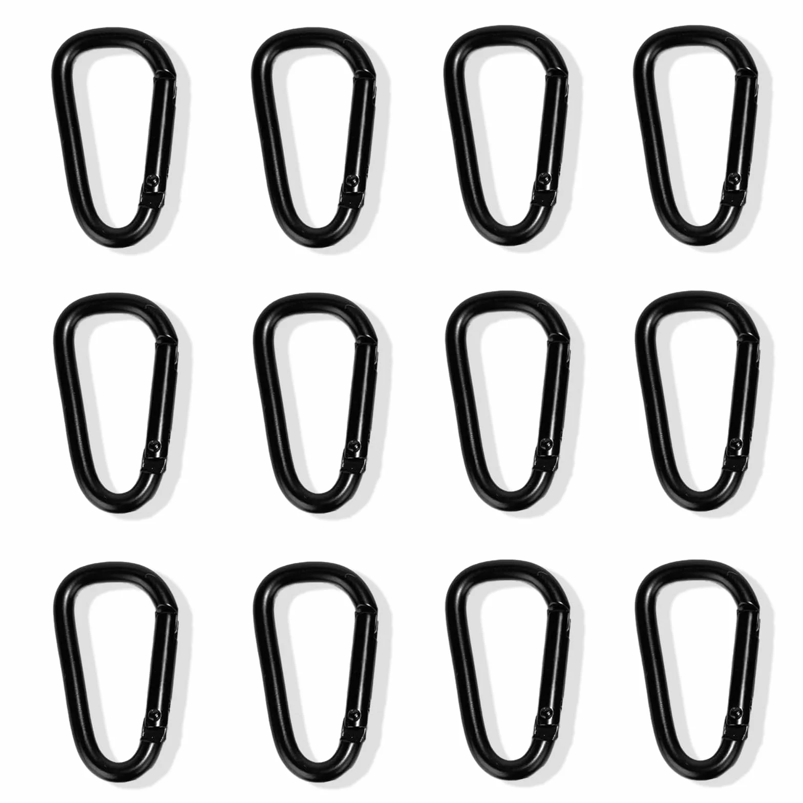 Mousquetons Aluminium Noir Lot de 12 Mini Mousqueton Porte Clé pour Sac à Dos Randonnée Camping