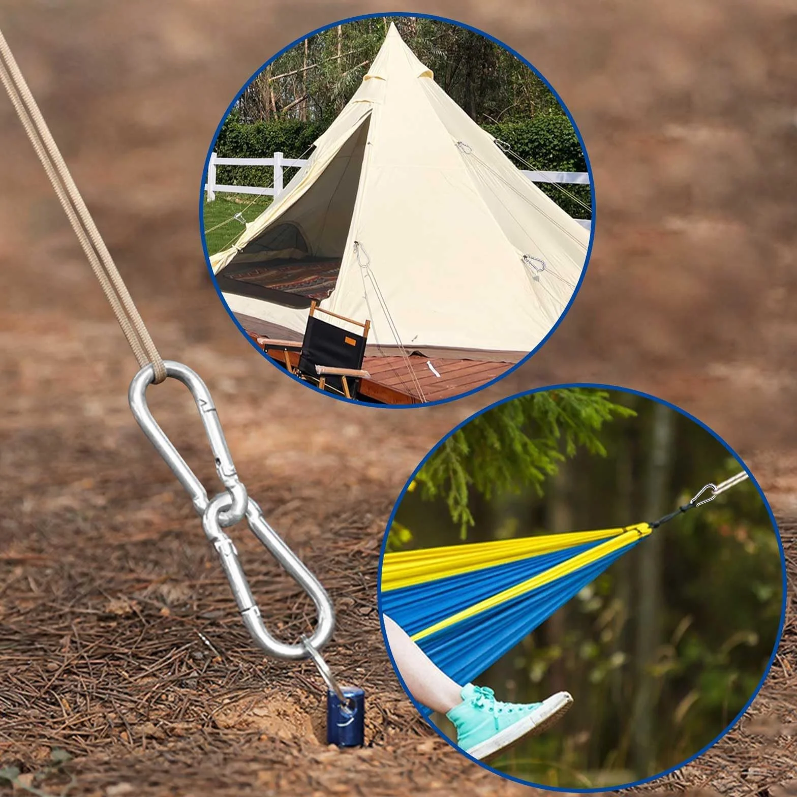 Mousquetons INOX 36 KG Escalade Porte-Clés Sac à Dos Camping Pêche