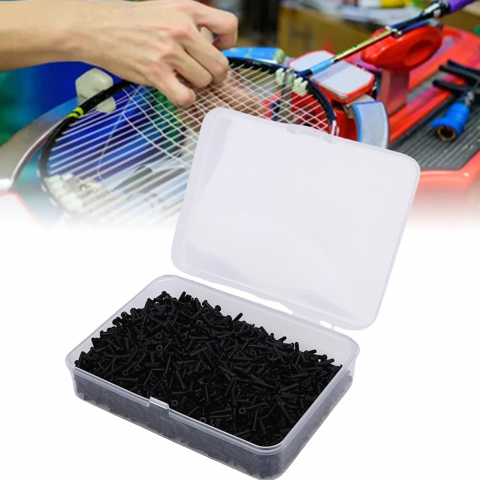 Épaisseur en Nylon Vigoureuse de Chapeau du Matériel 2.1x8.3mm 0.8mm D'oeillets de Raquette de Badminton de Réduction de Bruit