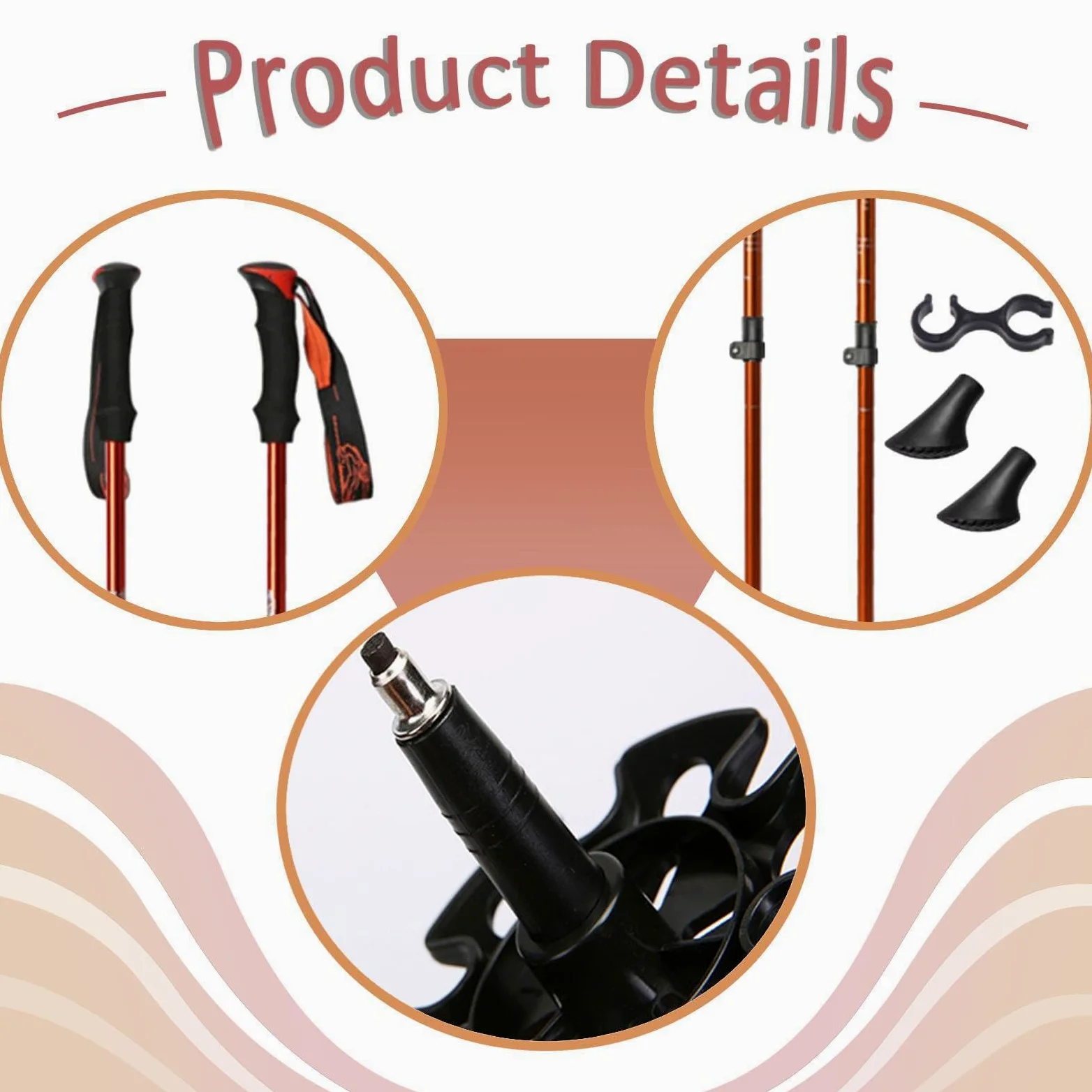 Lot de 2 Bâtons de Ski Ergonomiques en Aluminium avec Réglage Télescopique, Rondelle à Neige et Système de Verrouillage pour Les Passionnés de Ski, Le
