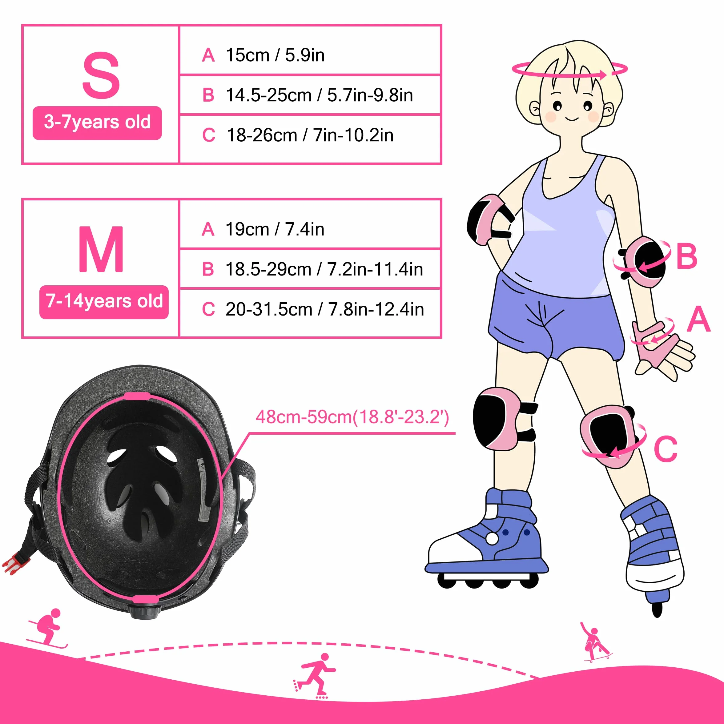Casque Enfant Ajustable Genouillère Coudière Protège-Poignets Roller Skateboard Vélo 3-14 Ans 7pcs