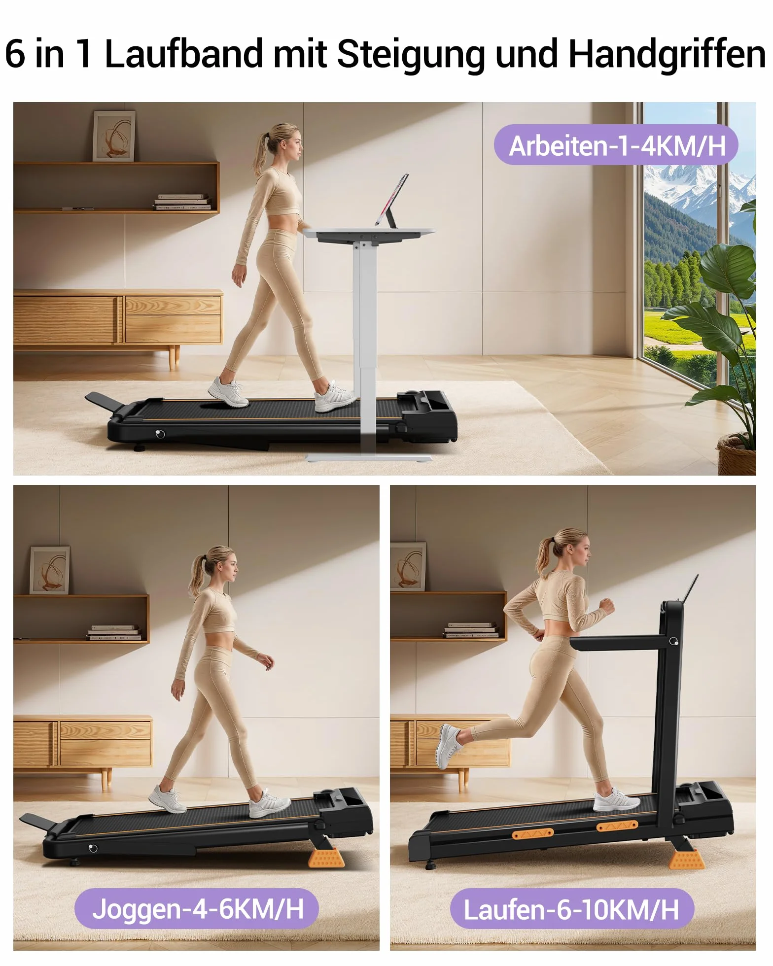 CURSOR Tapis de Course Pliable Inclinable 16%, 10km/h, 3.0 HP, 159KG, Affichage LED, Télécommande
