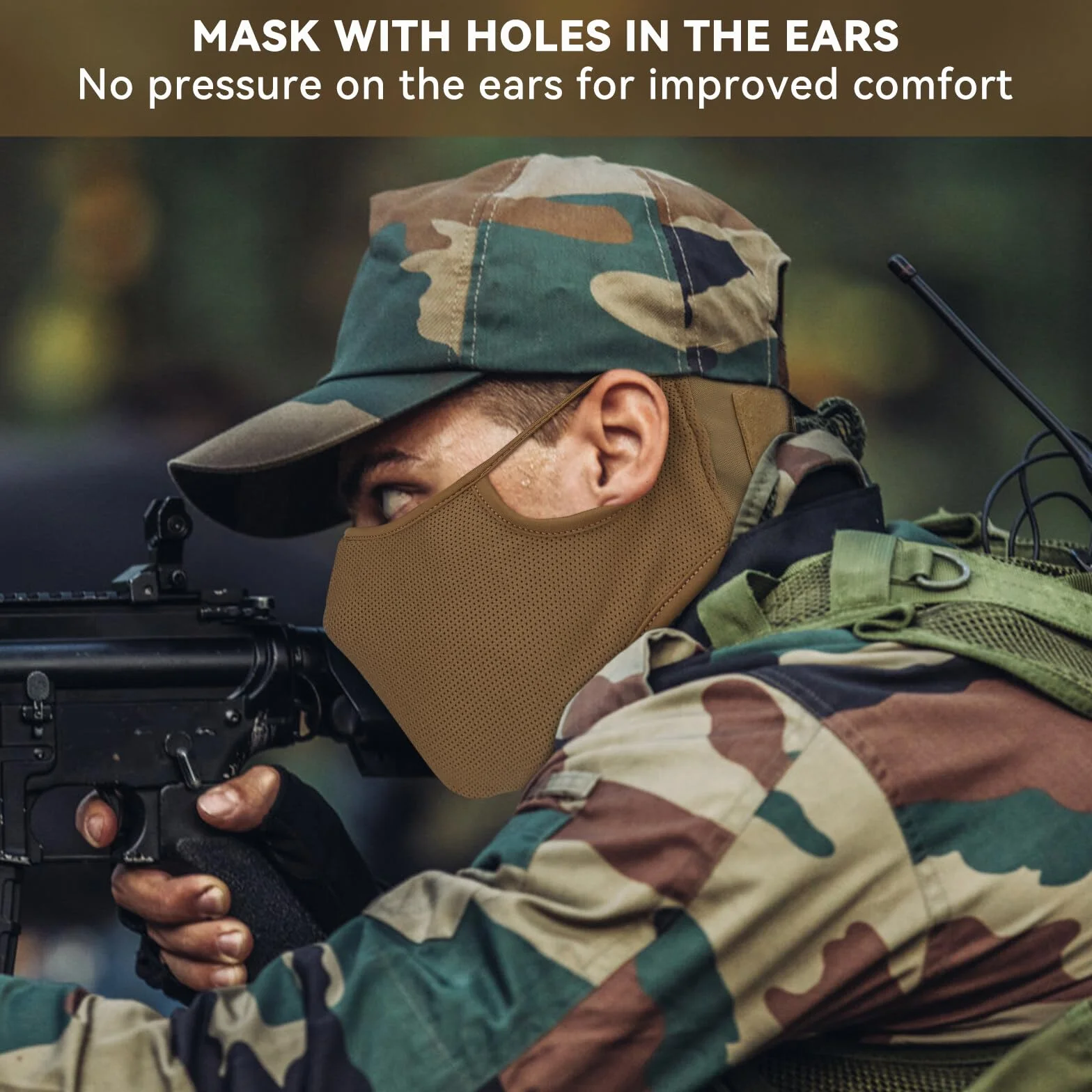 BBS Demi-Masque en Silicone Tactique Multifonctionnel Respirant pour Paintball Tir Extérieur