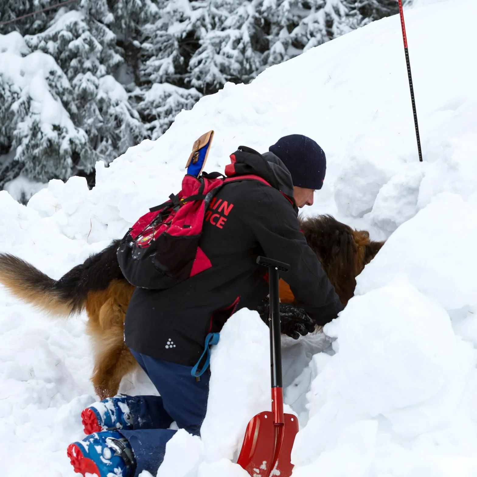 ALPIDEX Pelle Avalanche Alu Manche Extensible Pelle Neige Telescopique, Couleur:Rouge