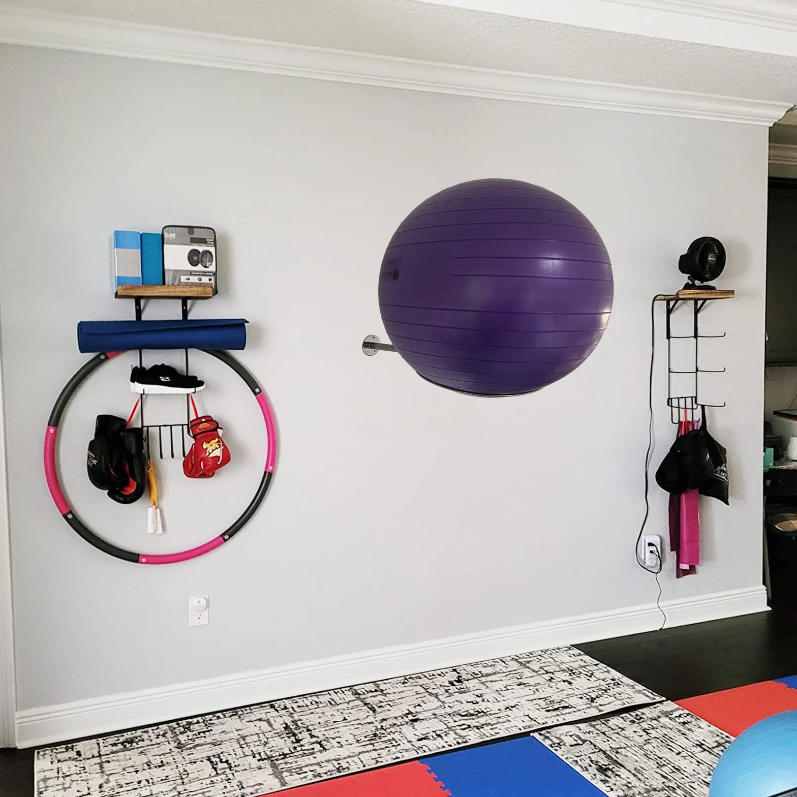 Support mural en acier inoxydable pour ballon de yoga 32 cm