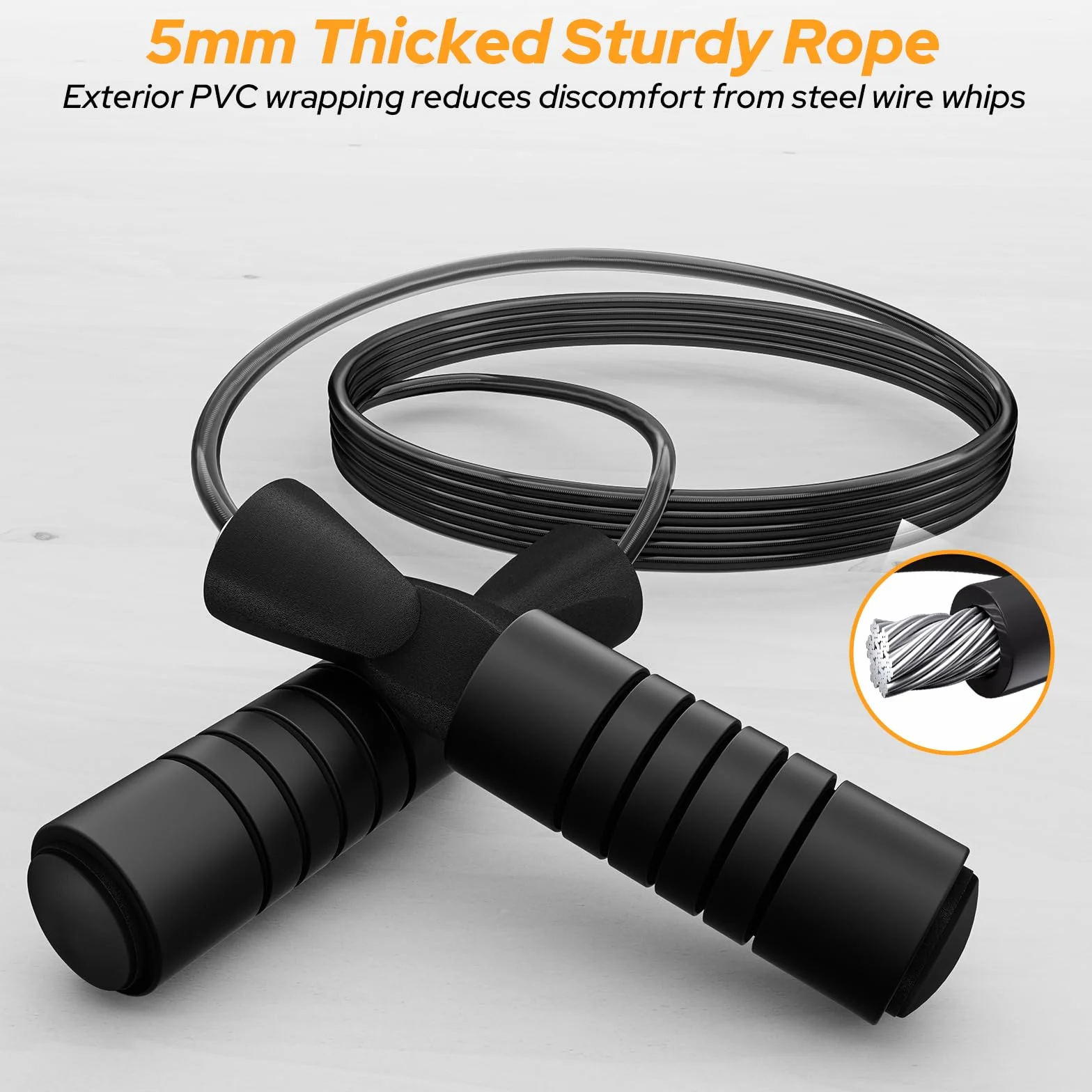 Corde à Sauter Sport Réglable Enfant Adulte Poignée Mousse Antidérapante Acier sans Enchevêtrement