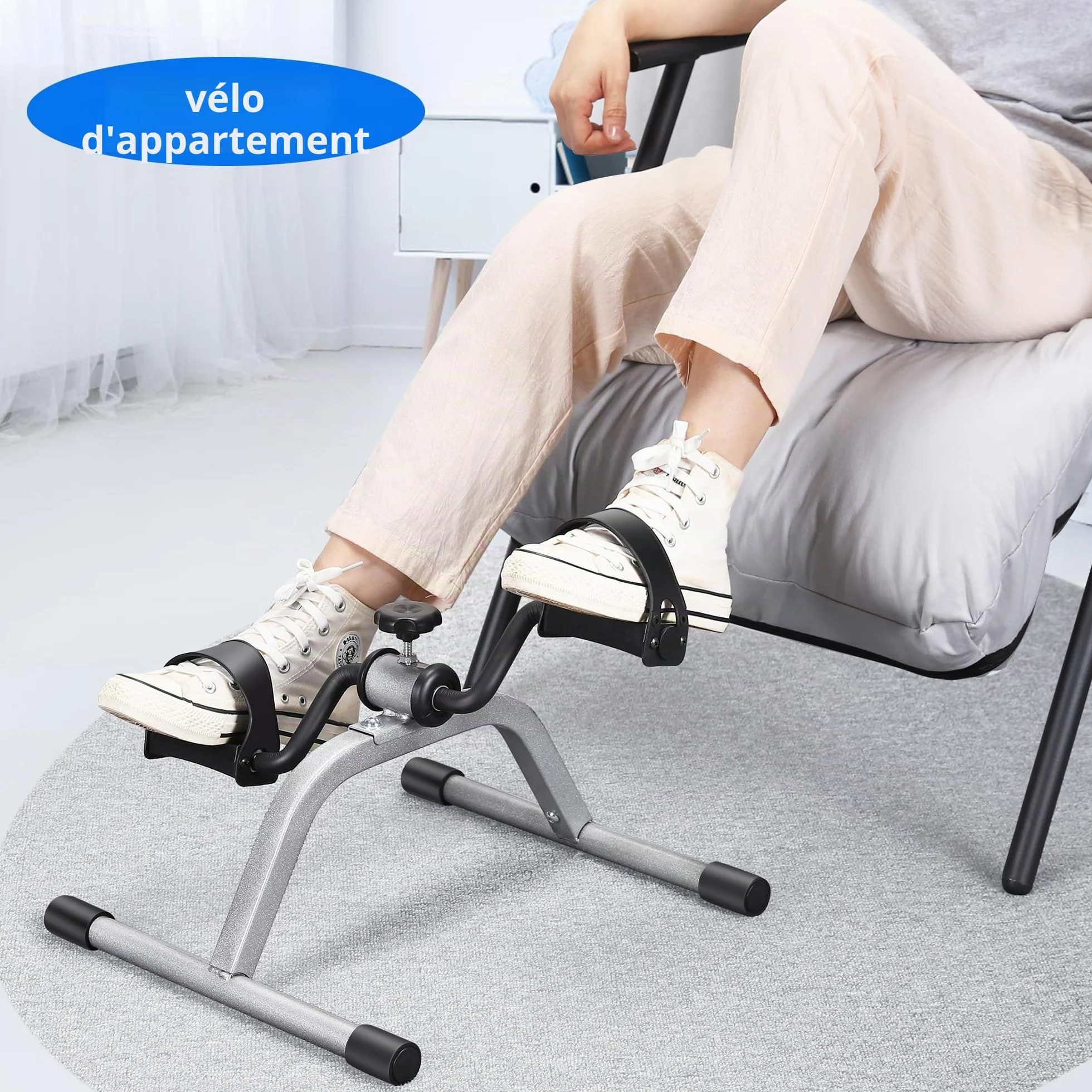 Mini vélo d'exercice à pédales pour récupération jambes bras, portable