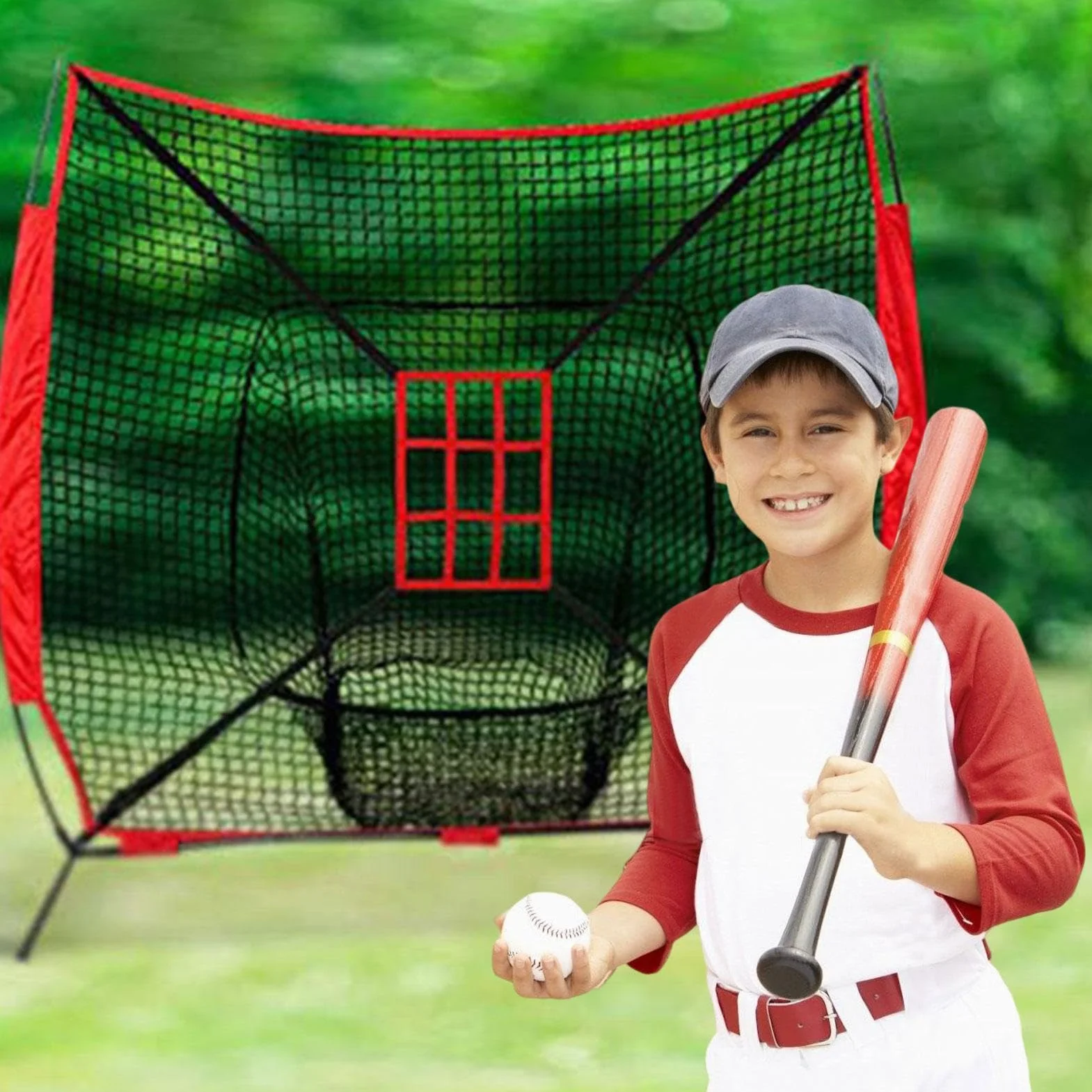 Filet d'entraînement de baseball avec cadre multisport