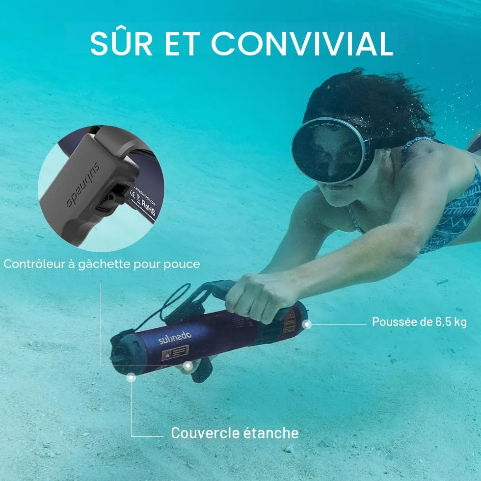 Waydoo Subnado Lite Scooter sous-Marin Compact Portable, Propulseur de Plongée Bleu