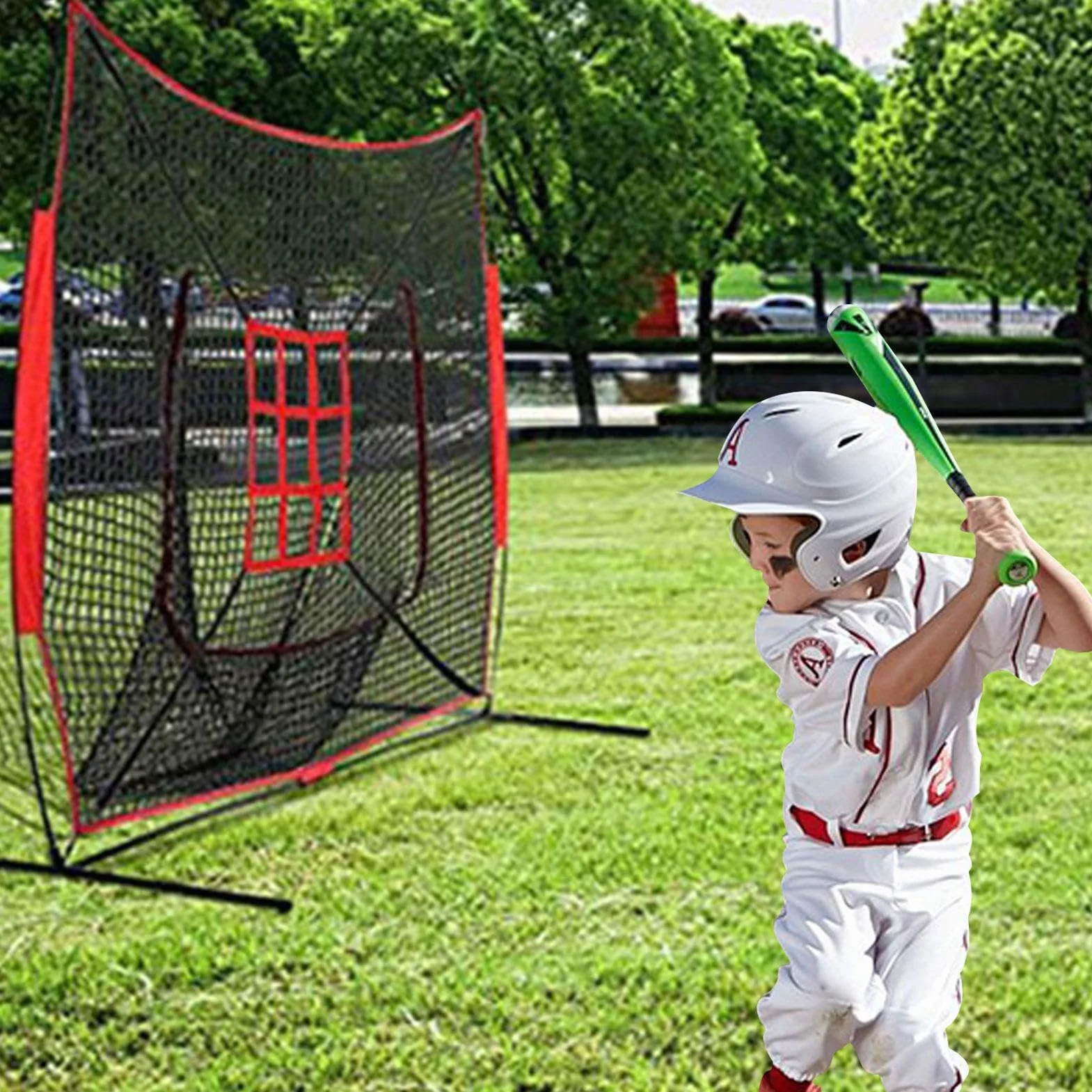 Filet d'entraînement de baseball avec cadre multisport