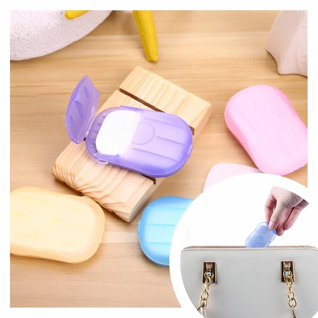 Savon jetable Feuilles de savon papier 100pcs 5 boîtes Portable Mini pour voyages Camping