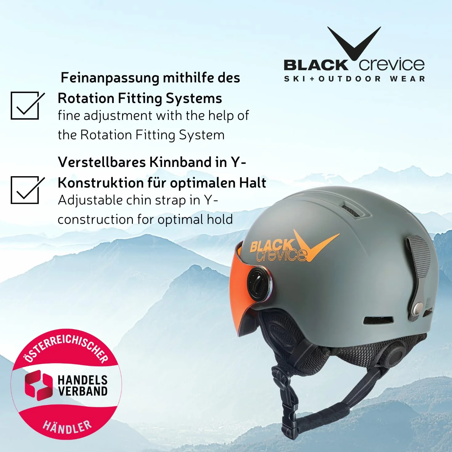 BLACK CREVICE Kids Ski Helmet Leogang I Casque de Ski avec visière Style Pilote différentes Couleurs I Casque de Snowboard pour garçons & Filles I Casque de Ski Respirant I Taille réglable
