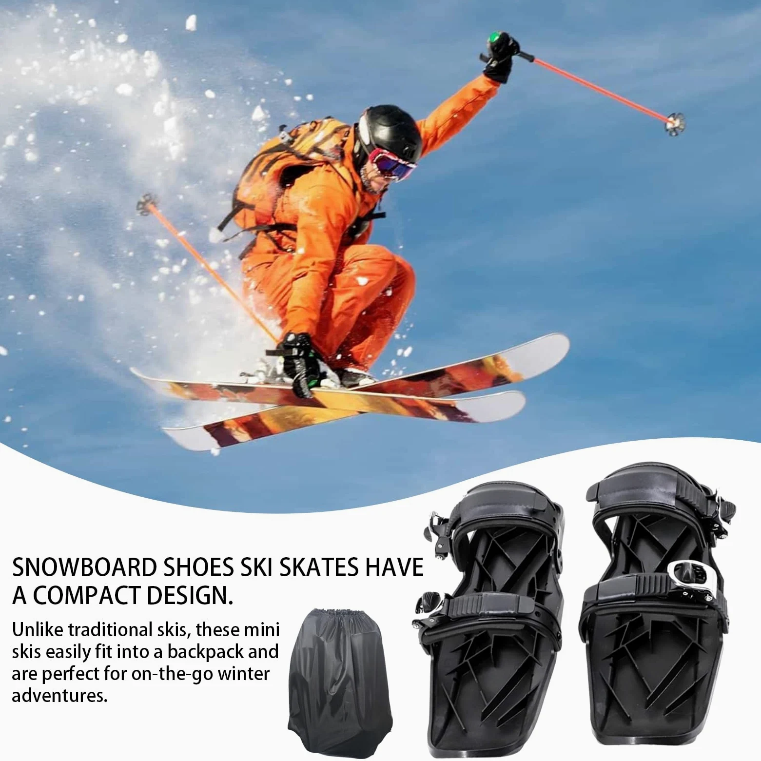 1 paire de raquettes à neige pour homme et enfant, légères, antidérapantes, réglables, avec sac à chaussures, boucle en acier inoxydable, outil de sport d'hiver pour parcs de neige, montagnes, neige