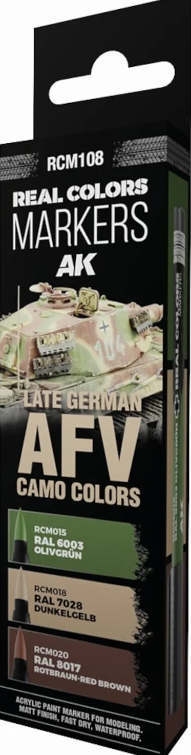AK Interactive AK REAL COLORS MARKER SET RCM108 LATE GERMAN AFV CAMO COLORS 3pcs